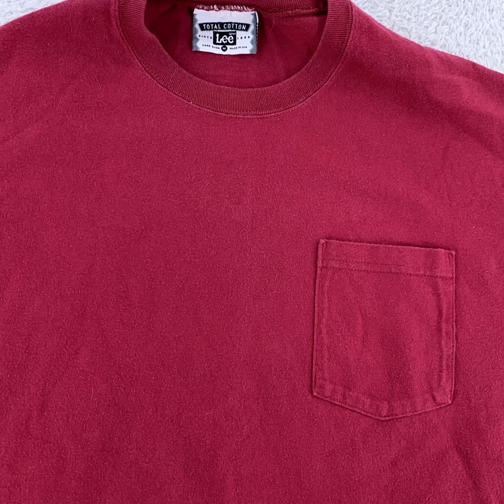 Lee VINTAGE Lee Pocket Tee Shirt Mens M Red Cotton Crewneck Short Sleeve | Classic Retro Casual Shirt Size US M / EU 48-50 / 2 - 2 Thumbnail