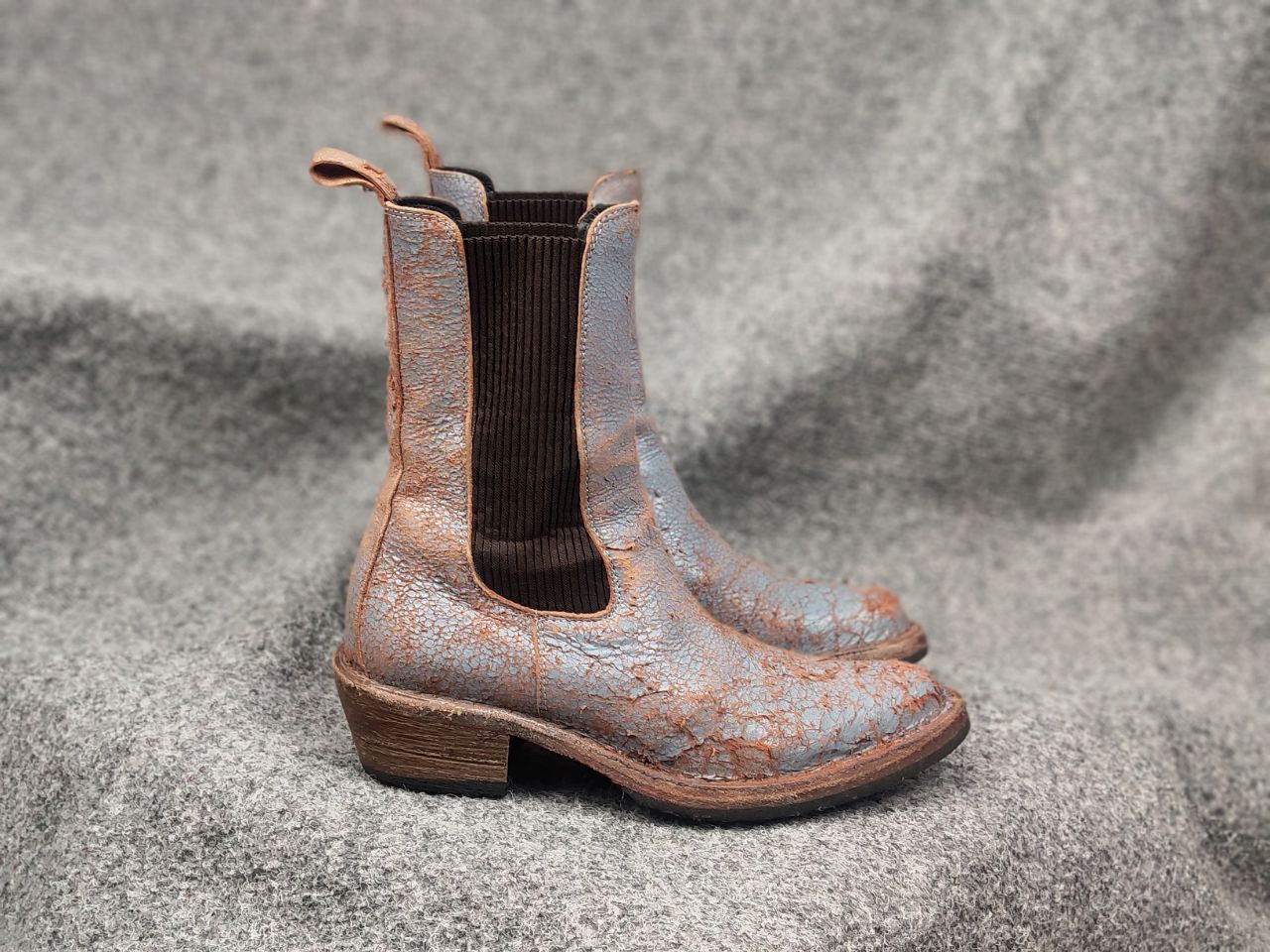 MoMA Moma Italy Design crackle aged western leather pull on boots Size US 5 / IT 35 - 3 Thumbnail