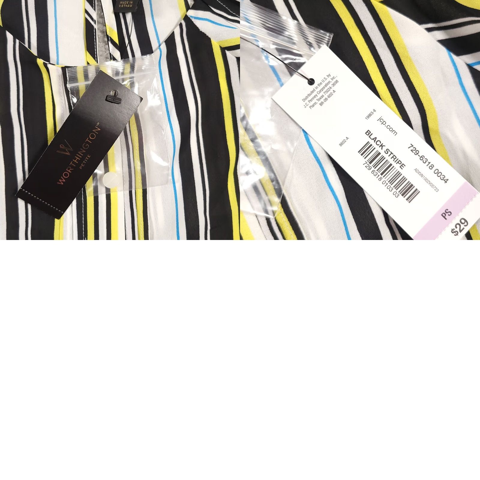 Worthington Worthington Women's PS Petite Blouse Short Sleeved Vertical Stripe Multicolor Shirt Size S / US 4 / IT 40 - 9 Thumbnail
