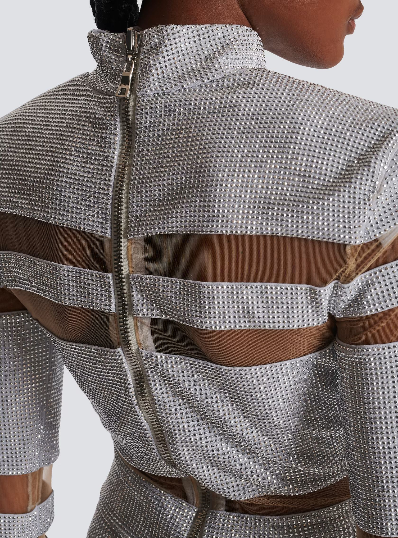 Balmain o1s1rm0624 Crop Top in Silver Size L / US 10 / IT 46 - 5 Thumbnail