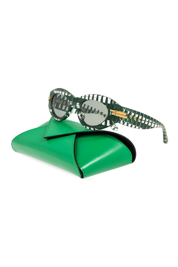 Bottega Veneta o1w1db10126 Size: OS / Mitre Oval Sunglasses in Green Size ONE SIZE - 3 Thumbnail