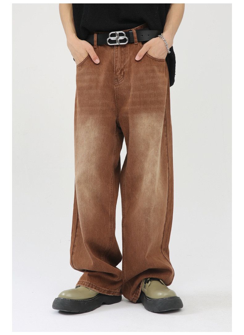 Vintage Retro brown loose straight leg casual wide-leg washed jeans Size US 32 / EU 48 - 1 Thumbnail