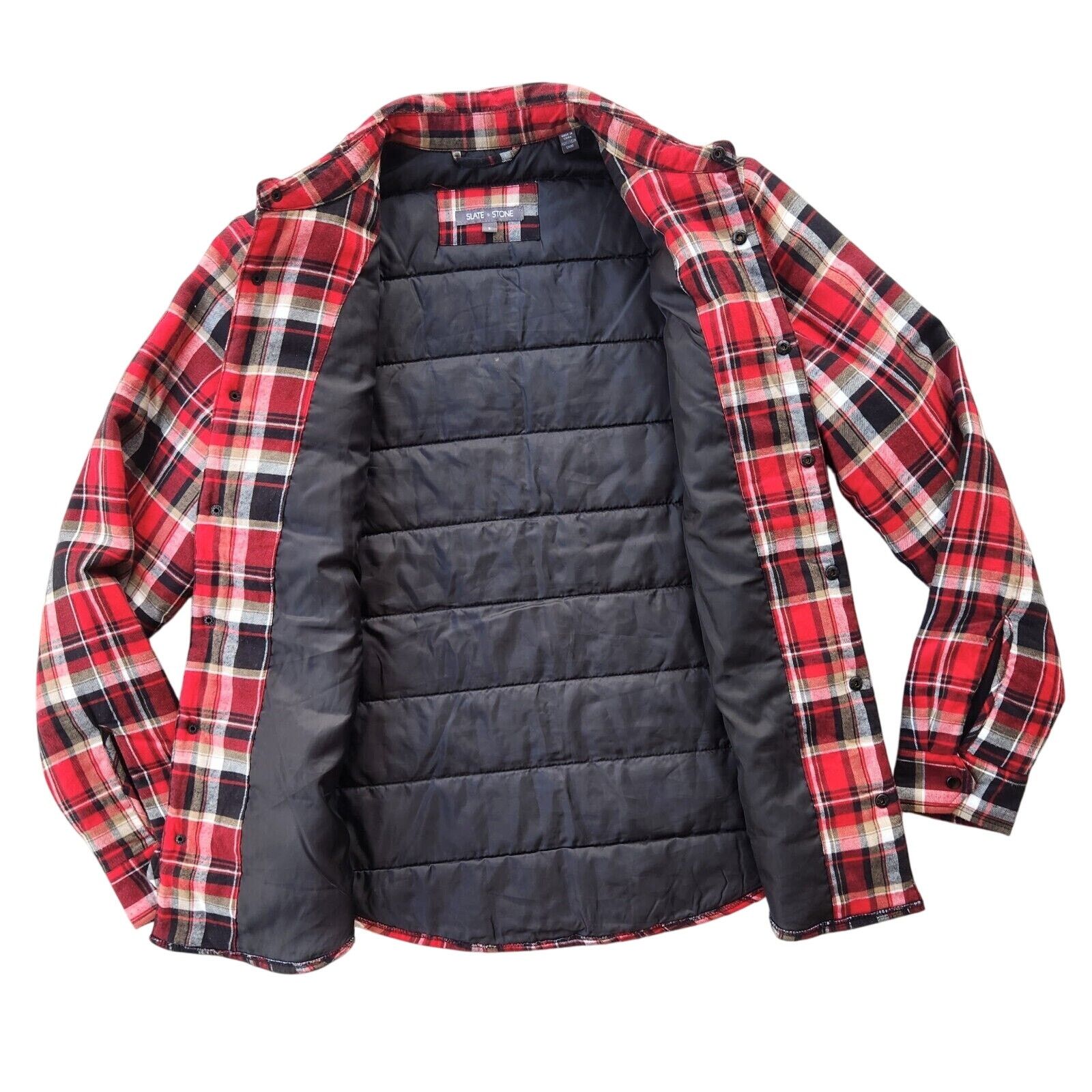 Slate & Stone Slate & Stone Men's Red Plaid Quilted Shirt Jacket Size S Size US S / EU 44-46 / 1 - 7 Thumbnail