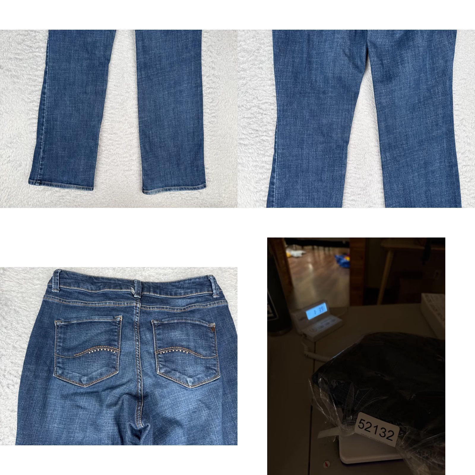 Lee Jeans Women Jeans 6P Blue Denim Curvy Fit Bootcut Cotton Blend Mid Rise 28x31 5-Pocket Zipper Embroidered Machine Washable Vintage No