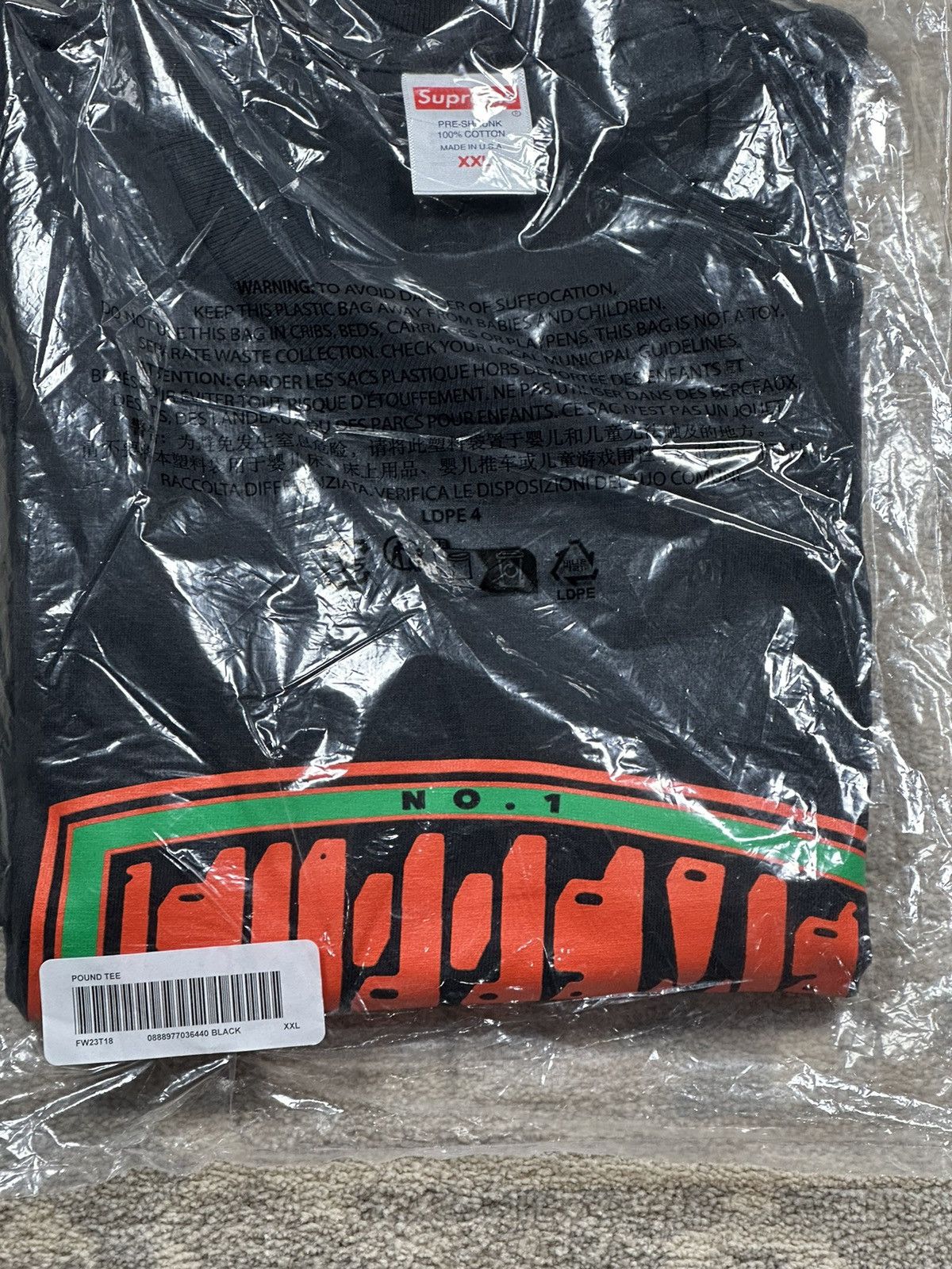 Supreme Supreme Pound Tee - Black - XXL - FW23 Size US XXL / EU 58 / 5 - 3 Thumbnail