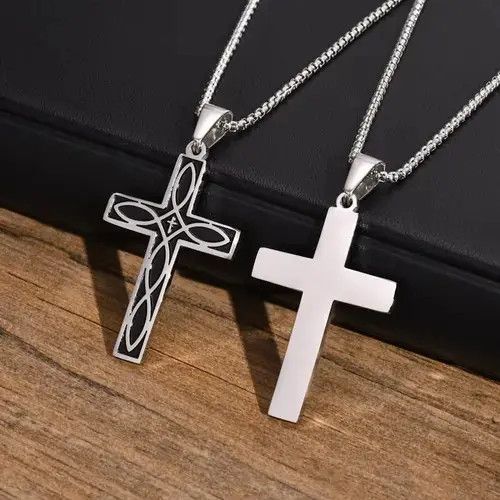 Jewelry × Other Titanium Steel Cross Pendant Necklace for Men Women Size ONE SIZE - 2 Thumbnail