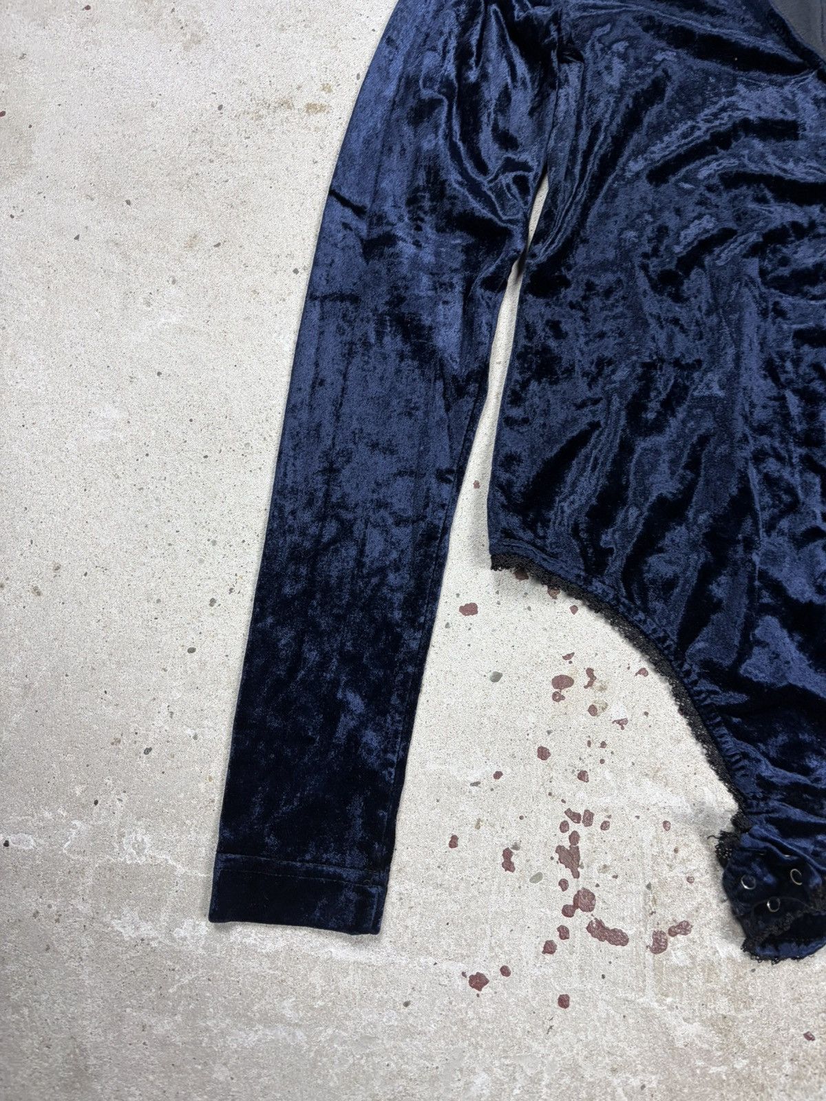 Jil Sander Vintage 90s Jil Sander + Navy Velvet V Neck Body Top Size M / US 6-8 / IT 42-44 - 3 Thumbnail
