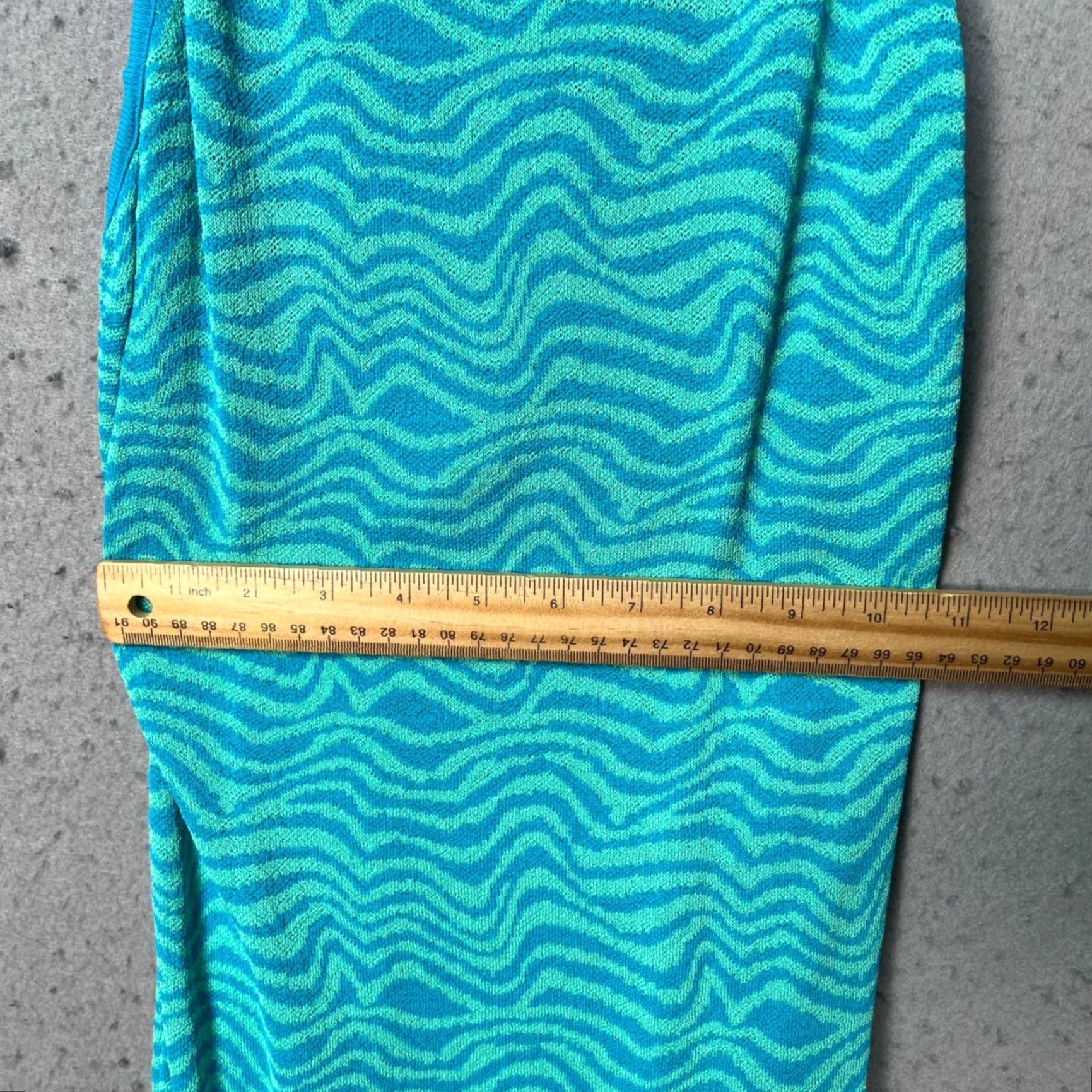 Zara Zara Womens XS Blue & Green Wavy Print Mini Slip Dress w/ Adjustable Straps Dress Size XS / US 0-2 / IT 36-38 - 7 Thumbnail
