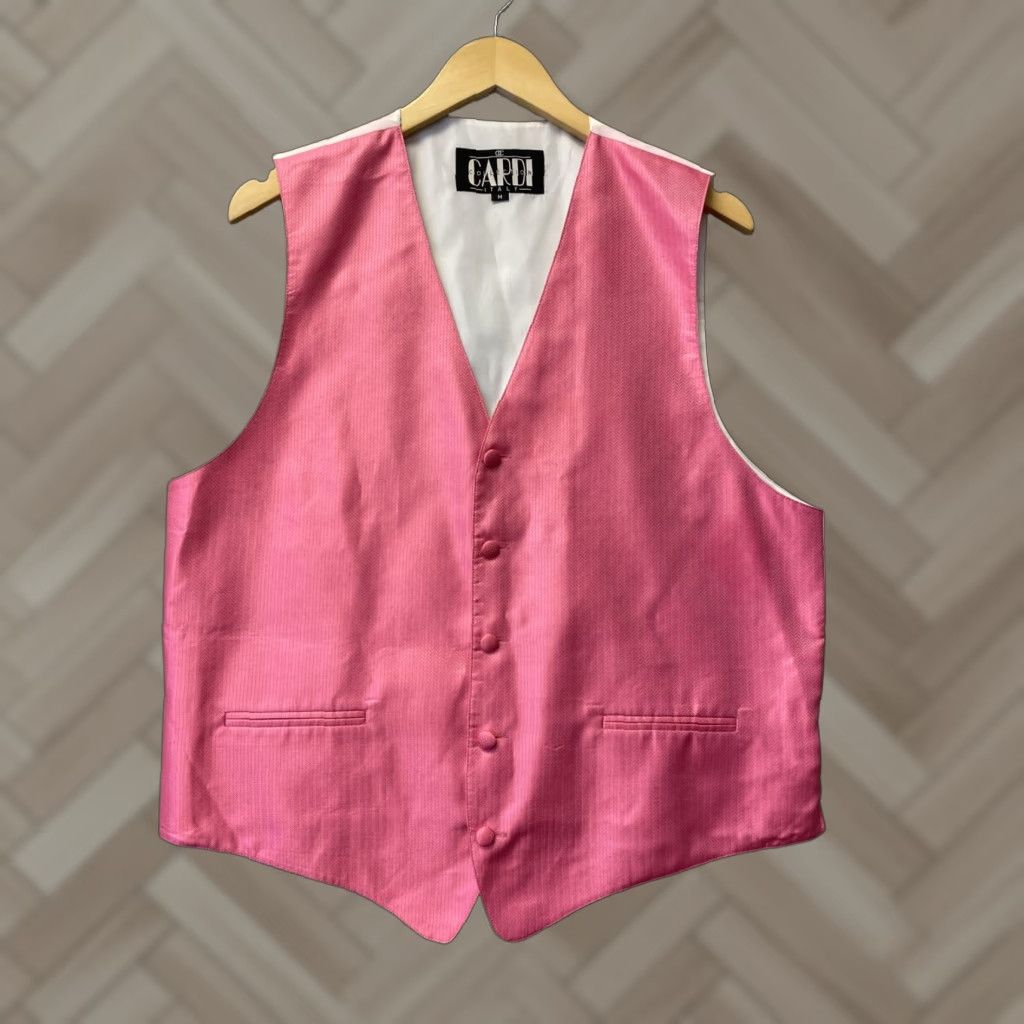 Vintage Cardi Formal Vest Men’s M Pink Brocade Adjustable Solid Shirt? Wait. Size US M / EU 48-50 / 2 - 1 Thumbnail