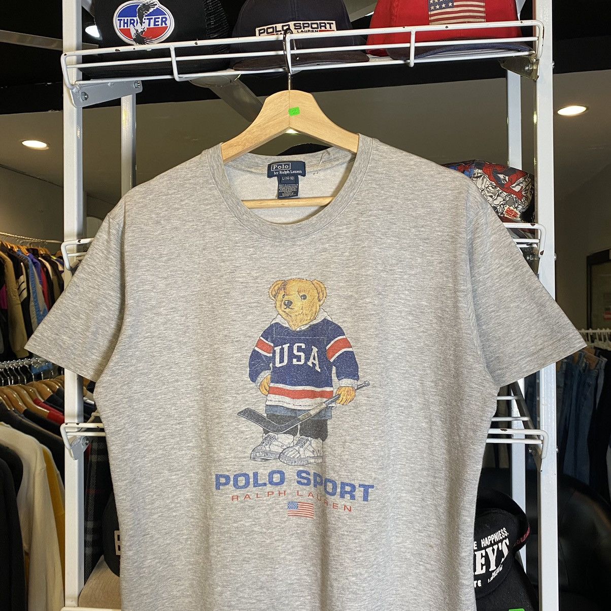 Polo Ralph Lauren × Vintage Polo Bear Polo Ralph Lauren Bear Grey Tee Shirt Sz Large Size US L / EU 52-54 / 3 - 3 Thumbnail