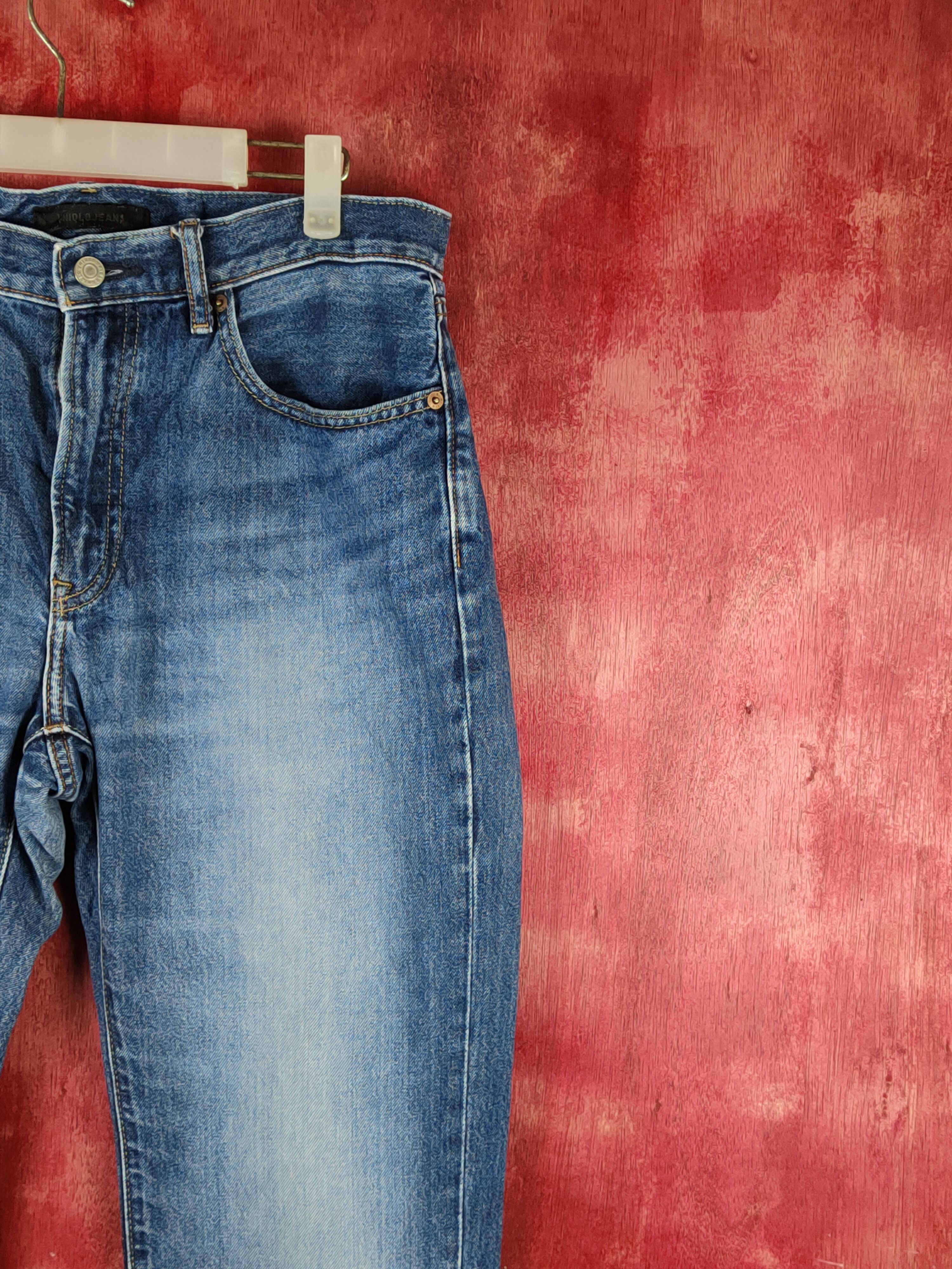 Japanese Brand Uniqlo Blue Faded Distressed Ripped Jeans #S1633 Size US 32 / EU 48 - 5 Thumbnail