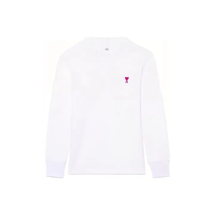 AMI AMIPARIS Heart Logo Long Sleeve T-Shirt White 0079 Size US L / EU 52-54 / 3 - 1 Thumbnail