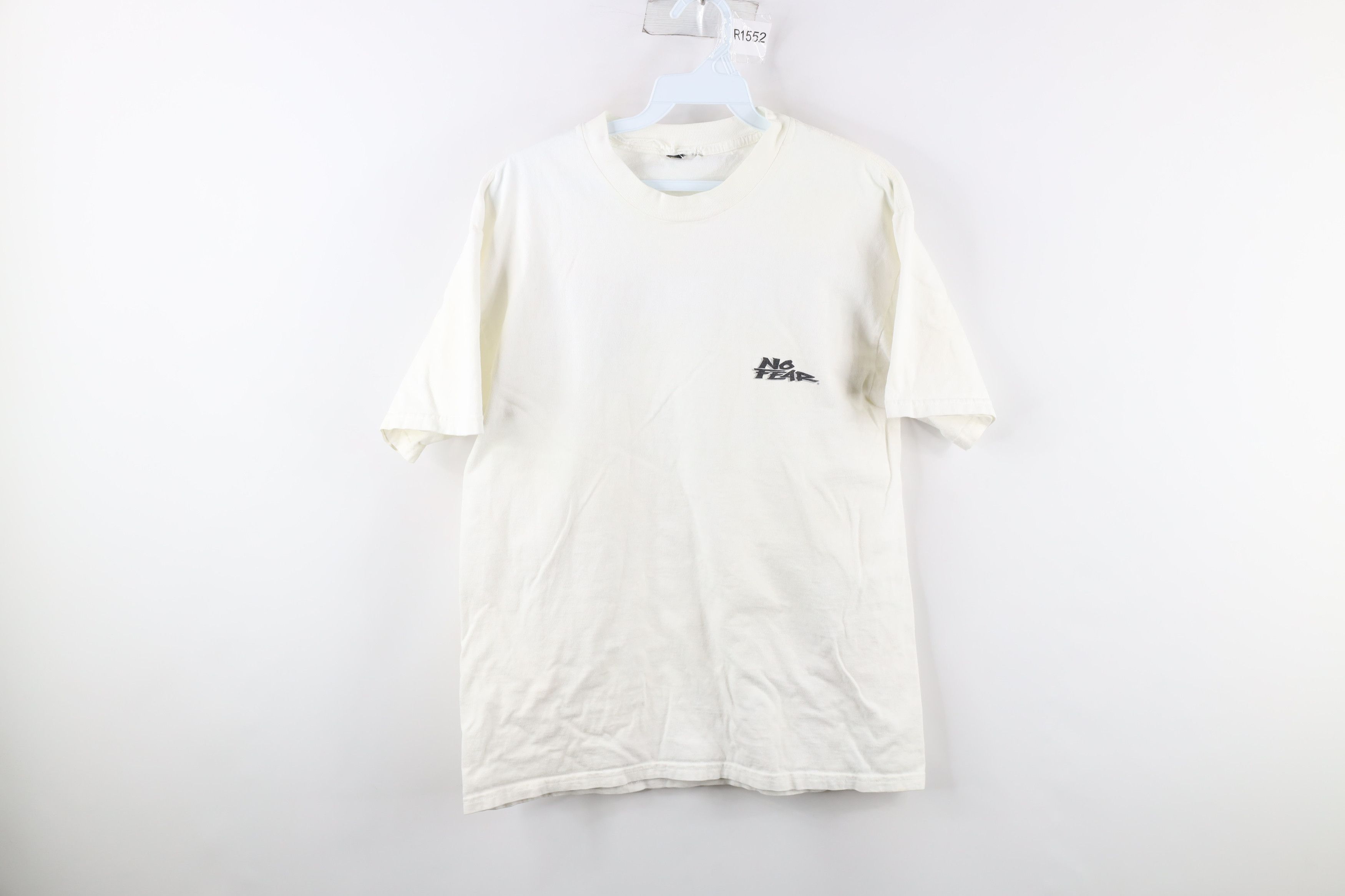 No Fear × Vintage Vintage 90s No Fear Spell Out Soccer T-Shirt White Cotton Size US M / EU 48-50 / 2 - 1 Thumbnail