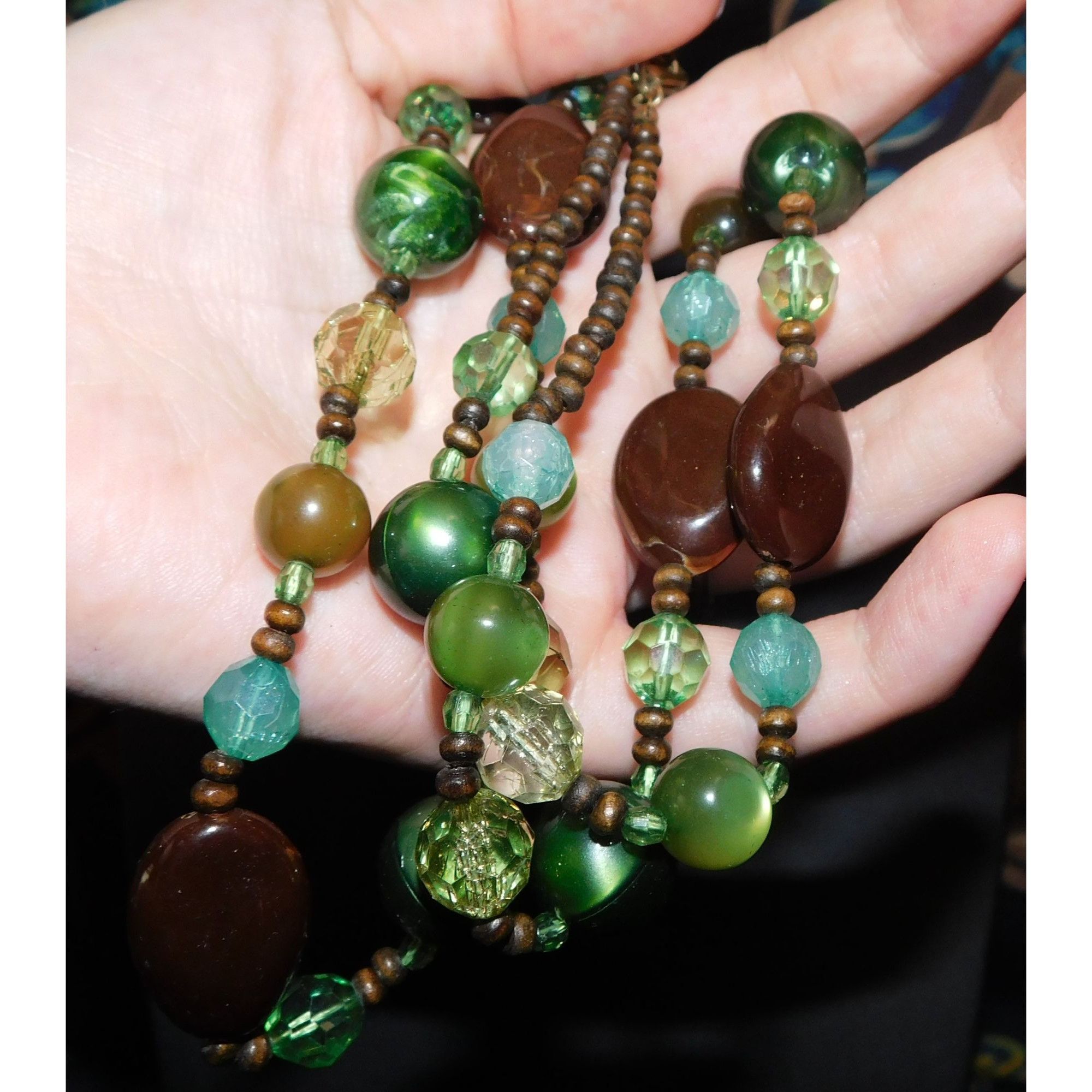 Other Bohemian Brown And Green Long Beaded Necklace Size ONE SIZE - 3 Thumbnail