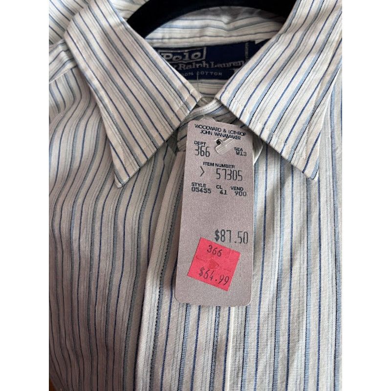 Ralph Lauren NWT Ralph Lauren Shirt Cream Blue Tan Stripe Cotton Collared Size US M / EU 48-50 / 2 - 5 Thumbnail