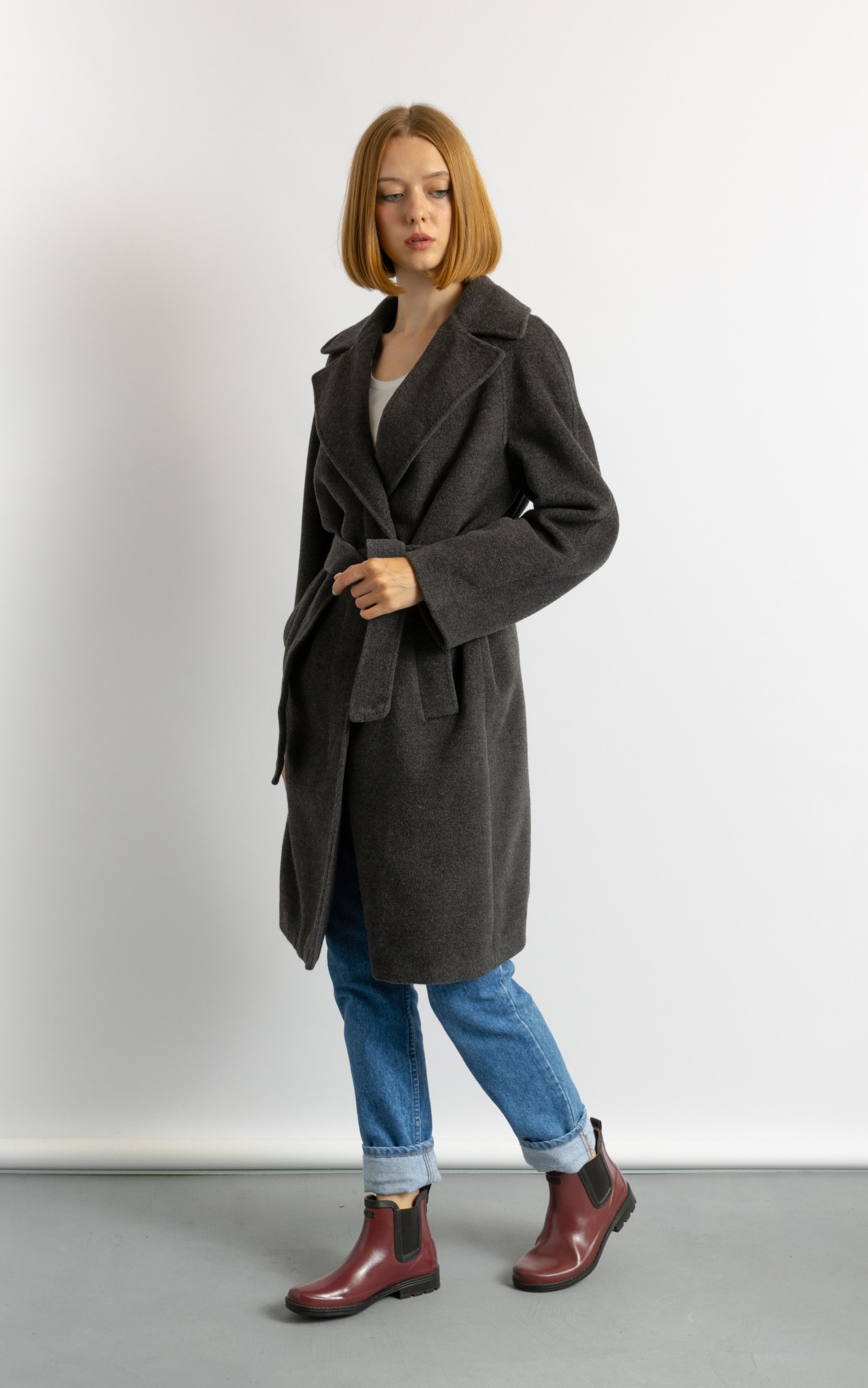Vintage Preloved Dark Grey Winter Overcoat Long Coat 8713 Size M / US 6-8 / IT 42-44 - 3 Thumbnail