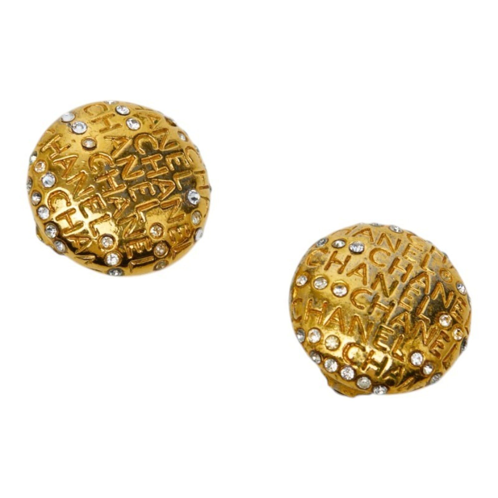 Chanel Chanel Logo Earrings, Gold Plated Rhinestones, Women's CHANEL Size ONE SIZE - 1 Thumbnail