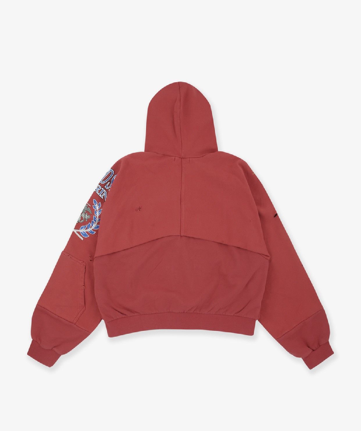 PROJECT GR RECONSTRUCTED FOLDED ZIP HOODIE - RED