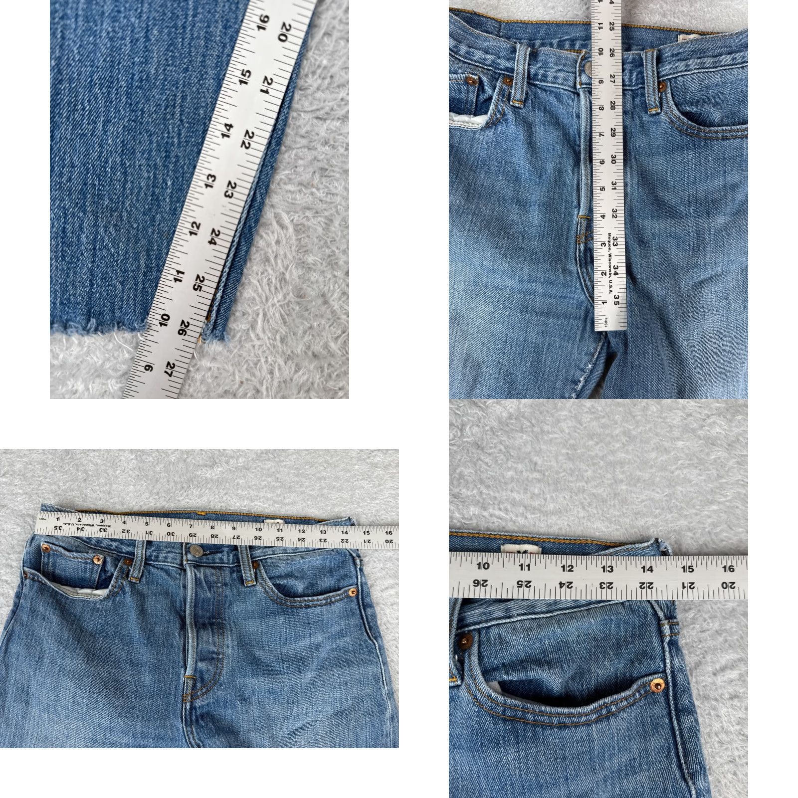 Levi's Levi's Women's Tapered Jeans 29 White Denim Casual Slimming Stretch Medium Wash 2010s Fall Spring Summer Size 29" - 8 Thumbnail