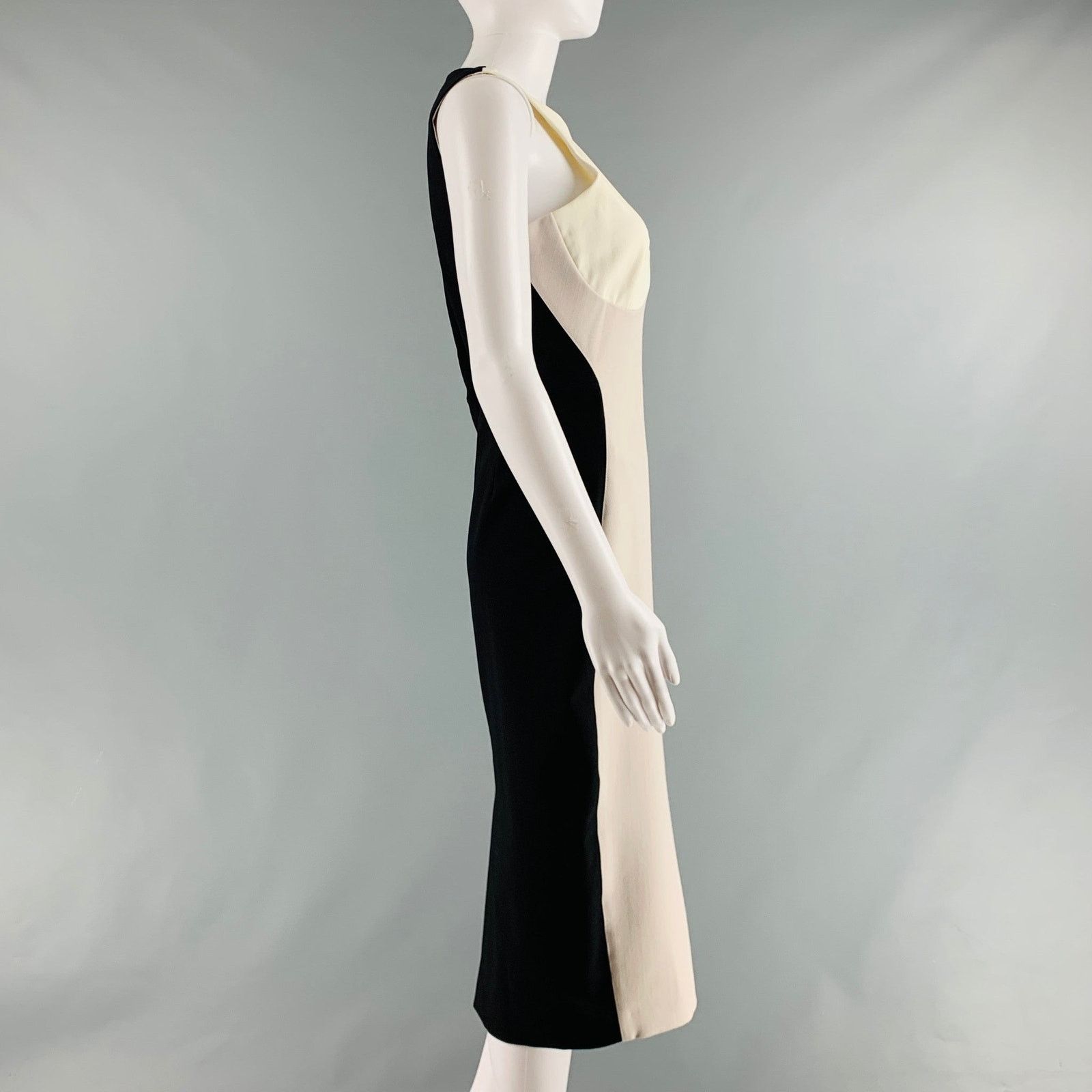 Stella McCartney Black Beige & Cream Polyamide Eastane Color Block Dress Size M / US 6-8 / IT 42-44 - 2 Thumbnail