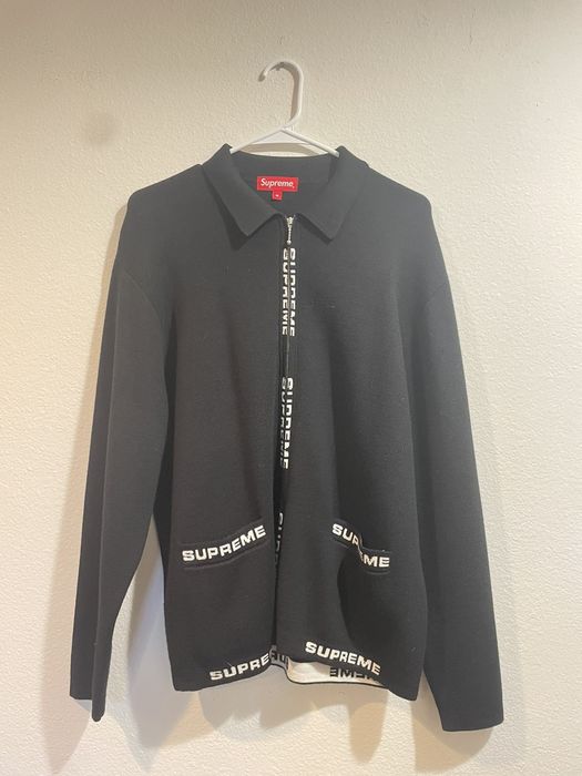 Supreme logo trim zip best sale up cardigan