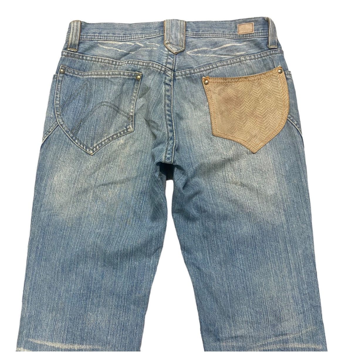 Japanese Brand NCFM Denim Flare Leather Pocket Faded Jeans Size US 30 / EU 46 - 9 Thumbnail