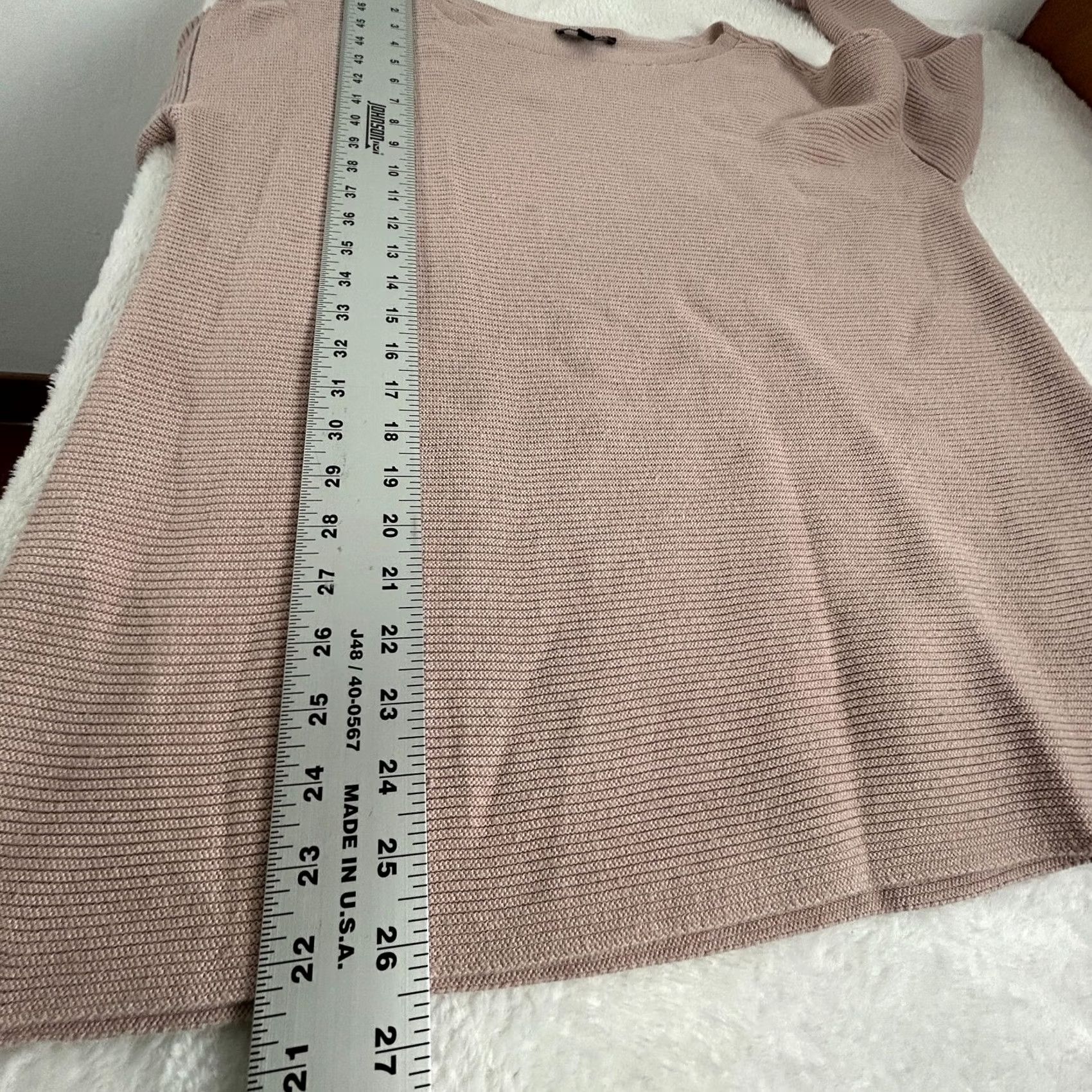 Eileen Fisher VINTAGE Eileen Fisher Sweater Shirt Womens Pullover Pink Small Silk Cashmere Ribbed Boat Neck Tunic Knit Long Sleeve Slips Solid 1990s? Size S / US 4 / IT 40 - 8 Thumbnail
