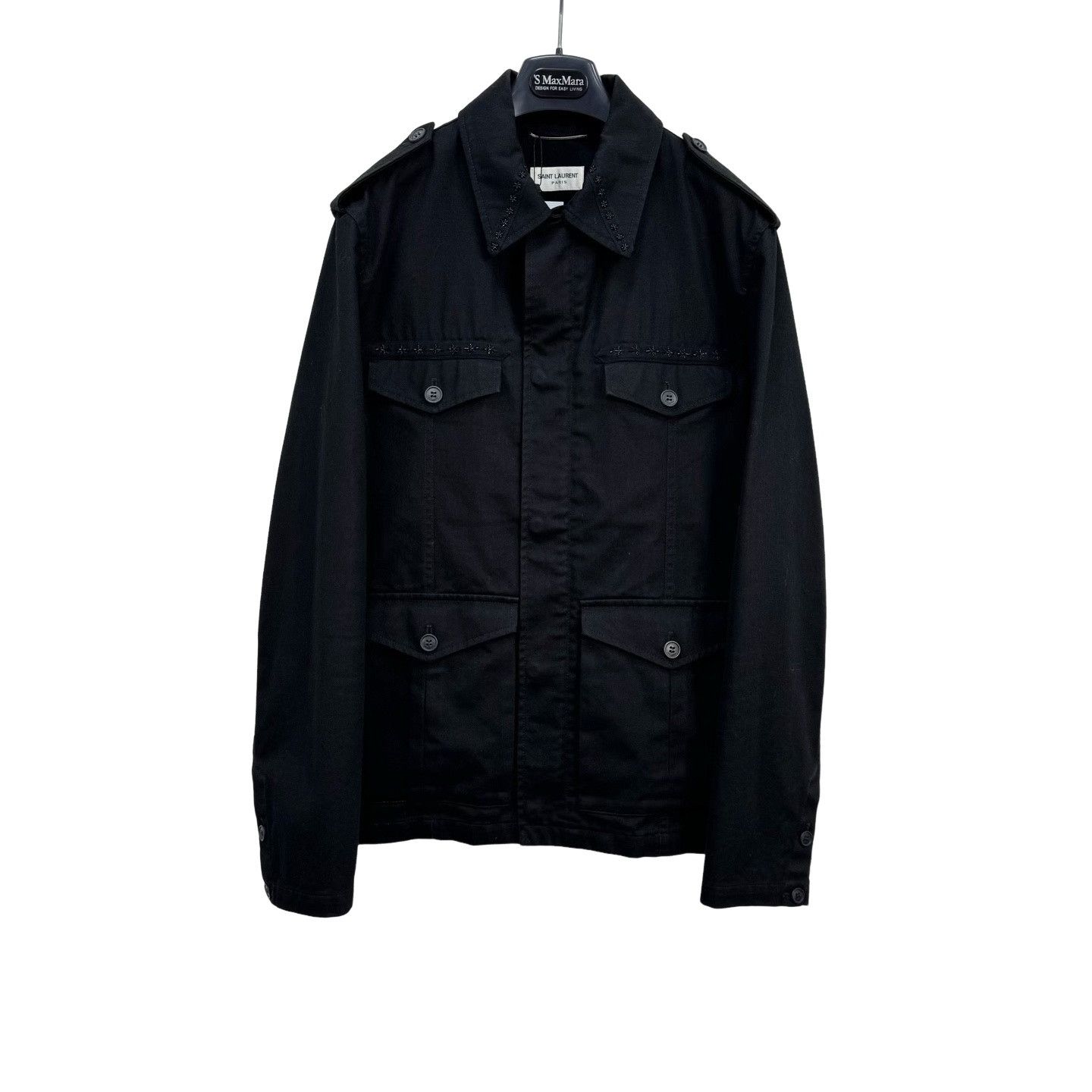 Saint Laurent Beaded Denim Utility Jacket Size 44