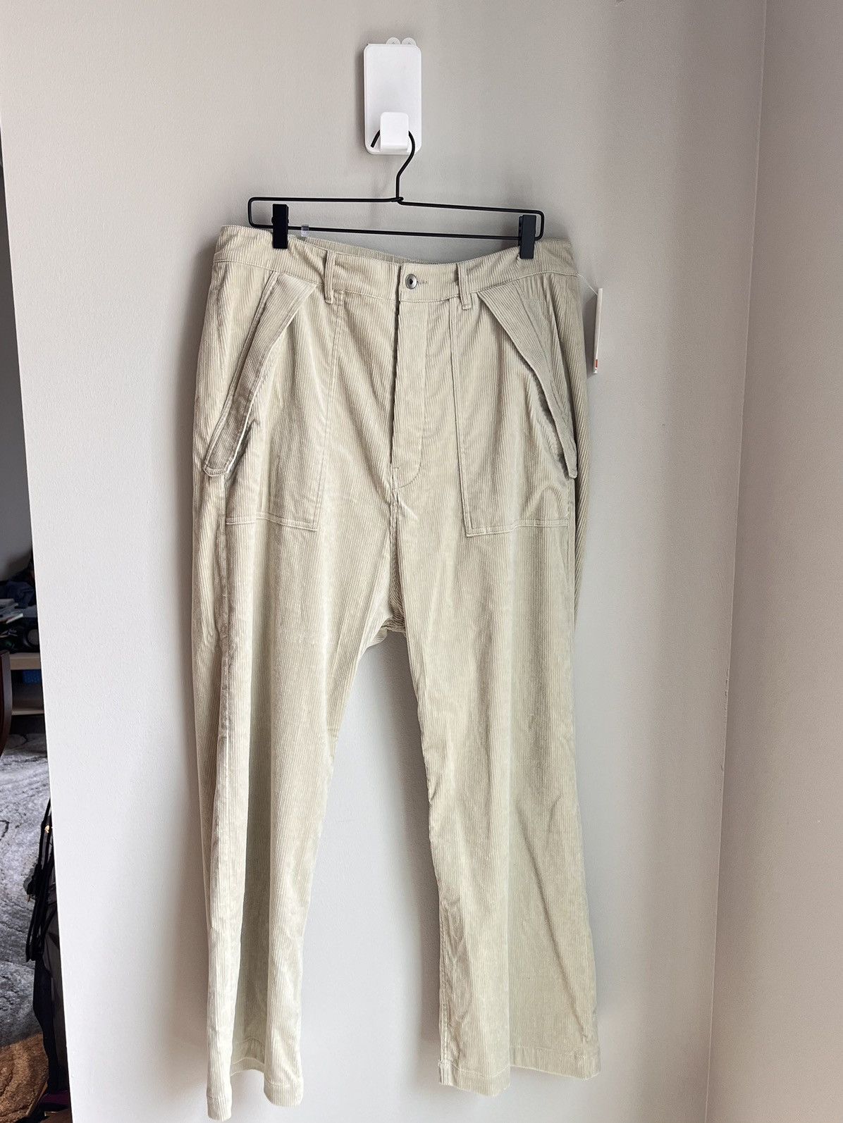 image of Rick Owens x Rick Owens Drkshdw Corduroy Cargo Pants Deadstock Size Large in Sand Corduroy, Men's