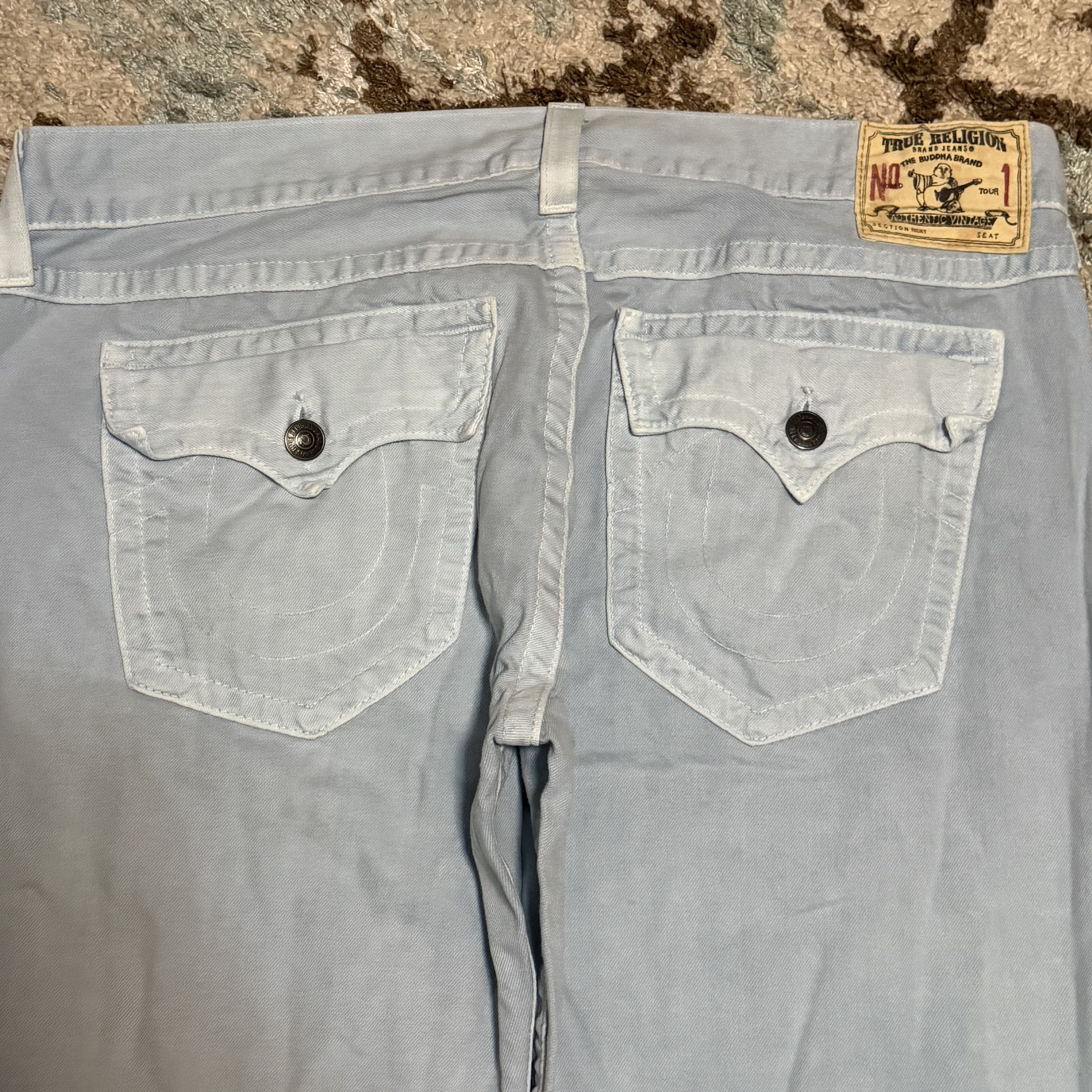 True Religion True Religion Ricky Relaxed Straight Jeans 42x32 Baby Blue Size US 42 / EU 58 - 3 Thumbnail