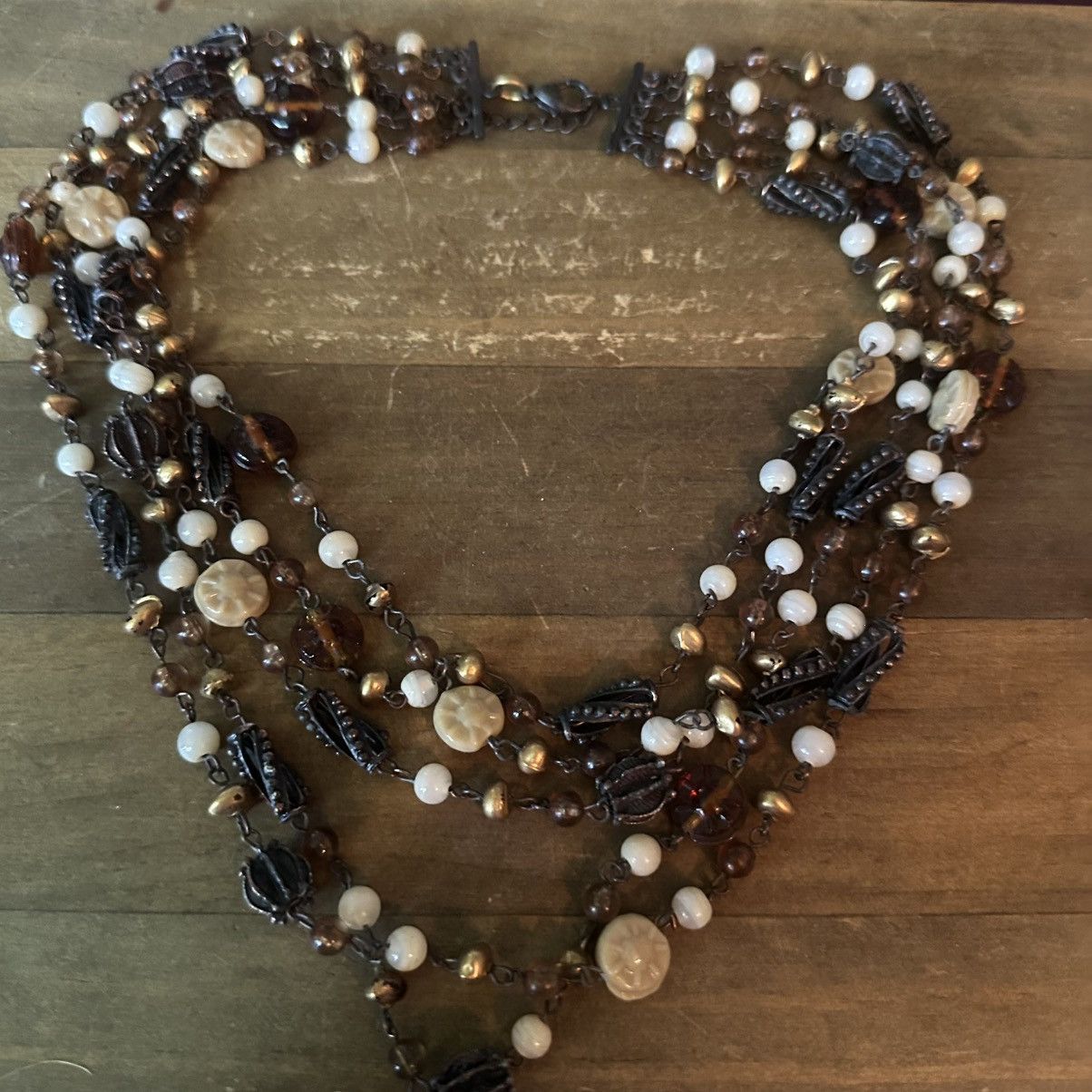 Other Bronze tone multi strand layered station bead necklace Size ONE SIZE - 2 Thumbnail