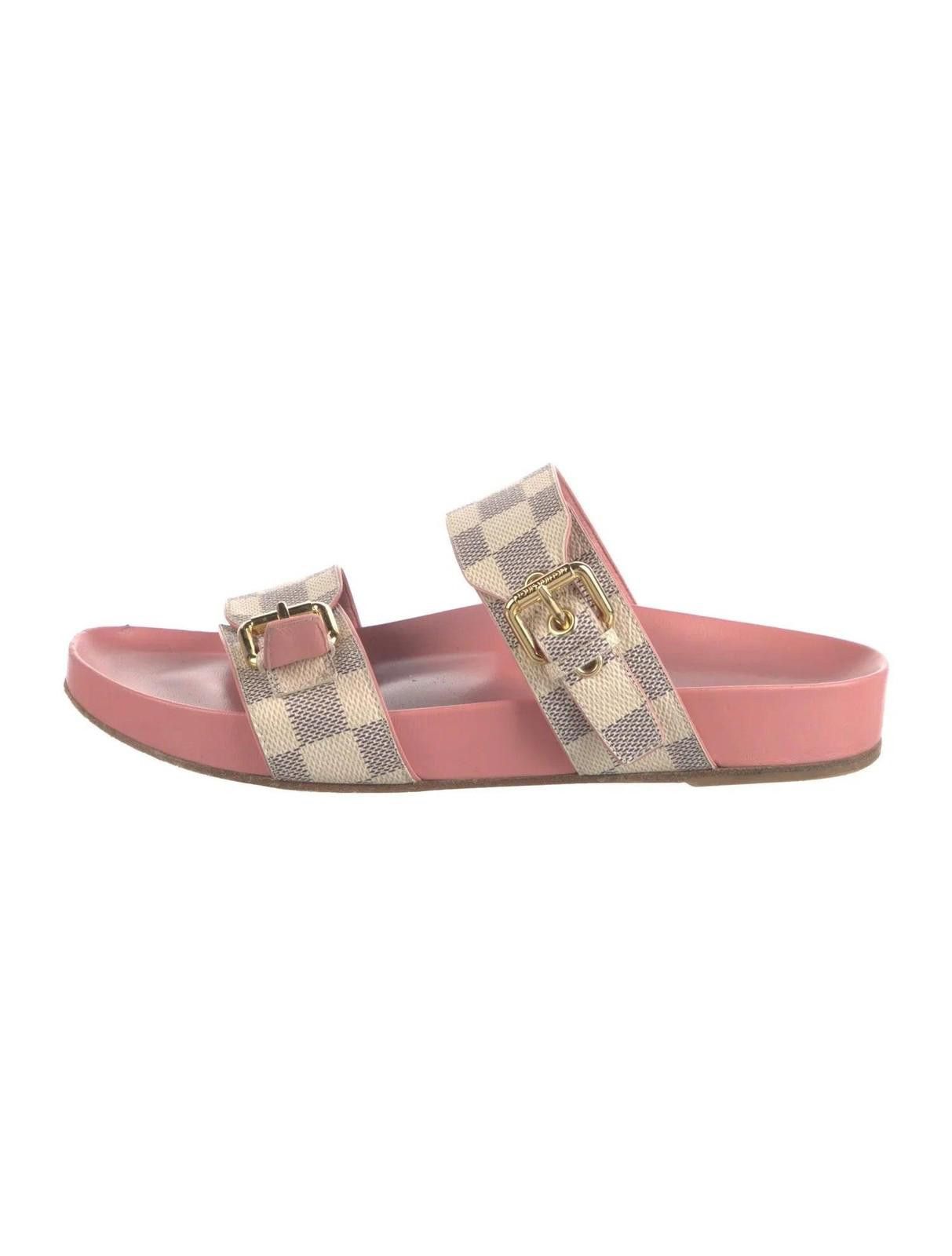 Louis Vuitton $1210 Louis Vuitton Damier Azur Pattern Slides Women's Size US 8.5 / IT 38.5 - 1 Thumbnail