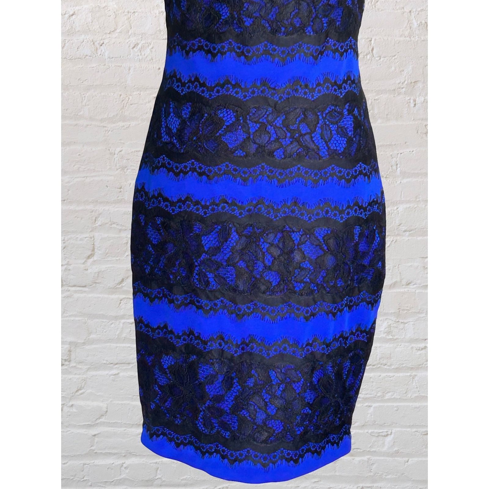 Tadashi Shoji Tadashi Shoji Blue Black Lace Event Cocktail Dress S 4 6 Size S / US 4 / IT 40 - 6 Thumbnail