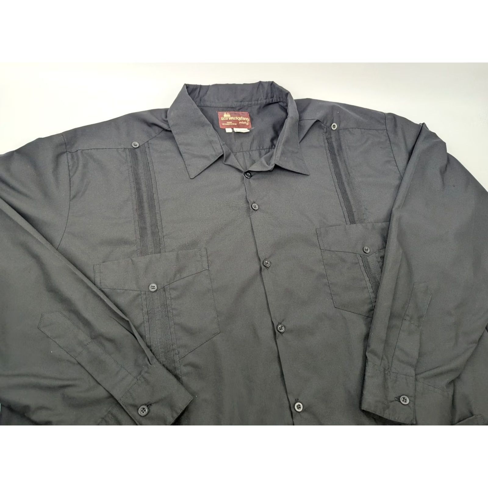 Vintage VINTAGE Trujeque Guayaberass Men’s Black Cotton 4 Pocket Long Sleeve Guayabera Shirt Shirt Mens Black Cotton 4 Pocket Long Sleeve Guayabera Shirt Size US M / EU 48-50 / 2 - 2 Thumbnail