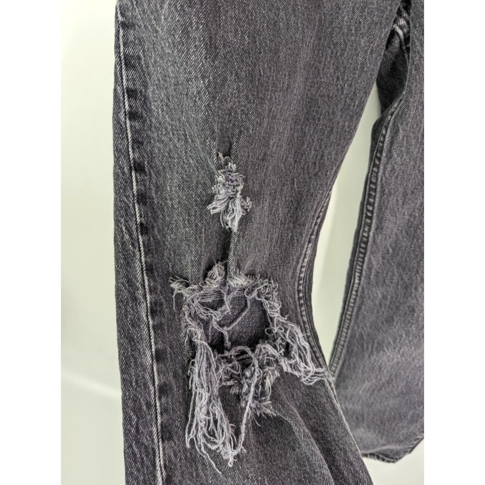 Abercrombie & Fitch Abercrombie & Fitch Jeans Women Distressed High Rise Dad - 27 Black Regular Denim Button Straight Size 27 4s Size 27" / US 4 / IT 40 - 4 Thumbnail