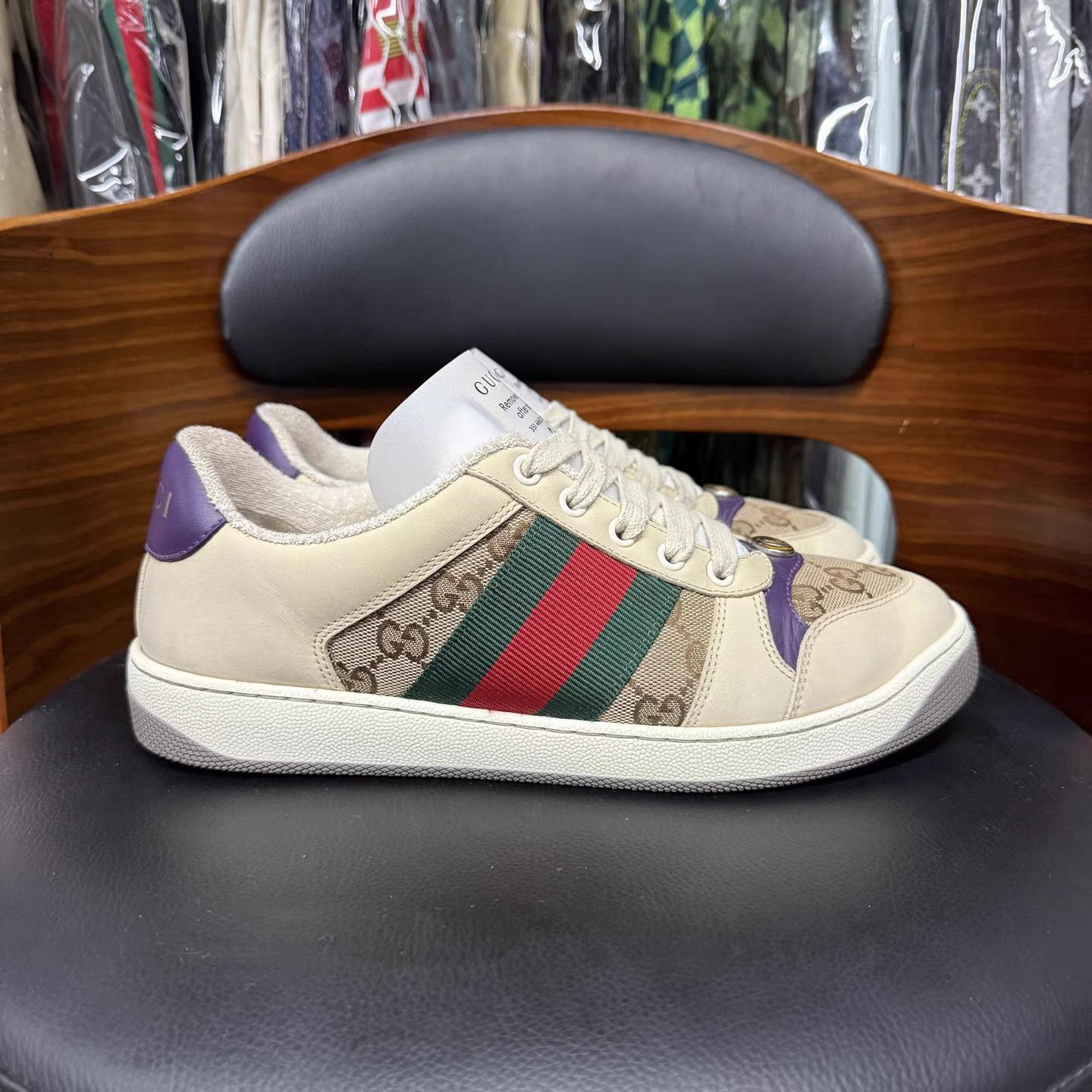 Gucci Gucci GG Brown Purple Enamel Dirty Sneakers K15 Size US 6 / EU 39 - 4 Thumbnail