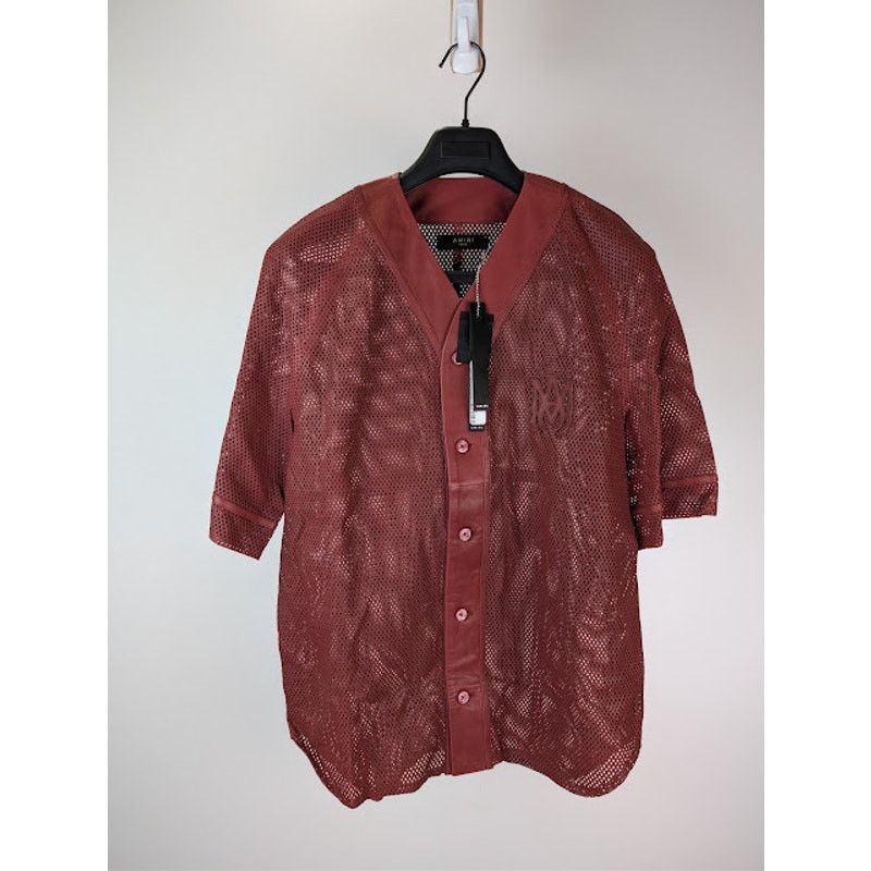 Amiri o1rshd1 MA Perforated Baseball Shirt in Sun Dried Tomato Size US M / EU 48-50 / 2 - 9 Thumbnail