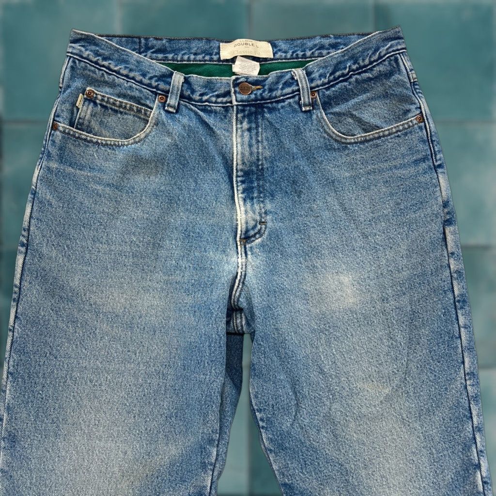 Vintage L.L. Bean Jeans Mens 35x30 Classic Fit Tapered Leg Blue Denim Fleece Lined 5-Pocket Chore Shirt? Size US 35 - 1 Thumbnail