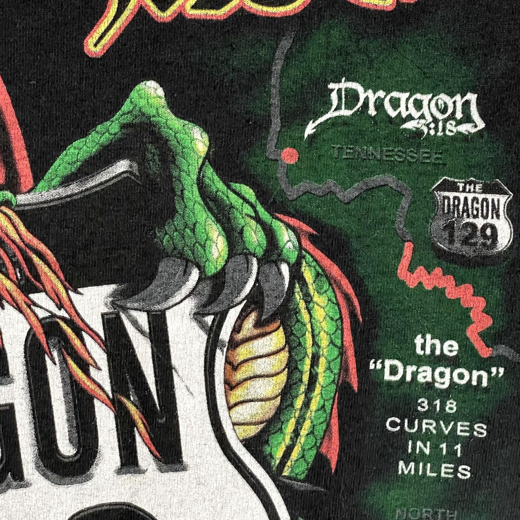 Gildan Dragons Tail Shirt Mens Large Black Dragon 129 Tennessee Biker Road Graphic Tee Size US L / EU 52-54 / 3 - 6 Thumbnail