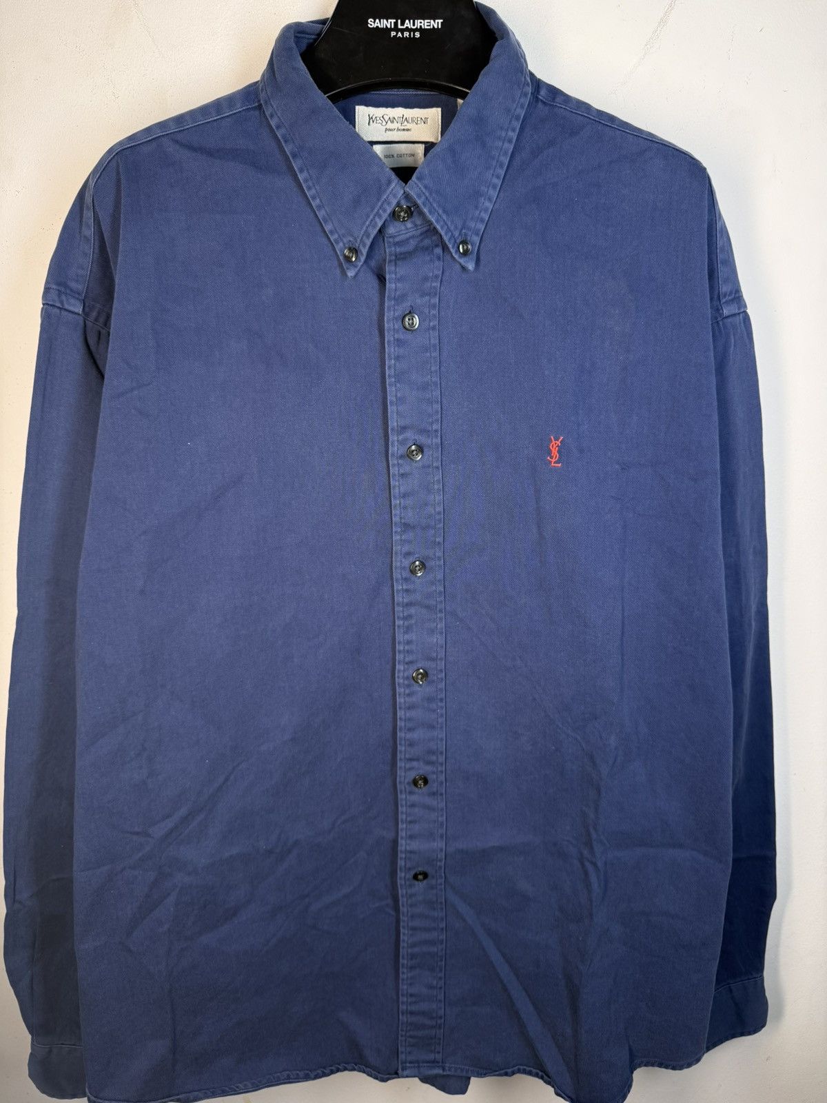 Yves Saint Laurent Blue YSL Shirt Heavy Cotton Vintage Yves Saint Laurent Dress Size US XL / EU 56 / 4 - 21 Thumbnail