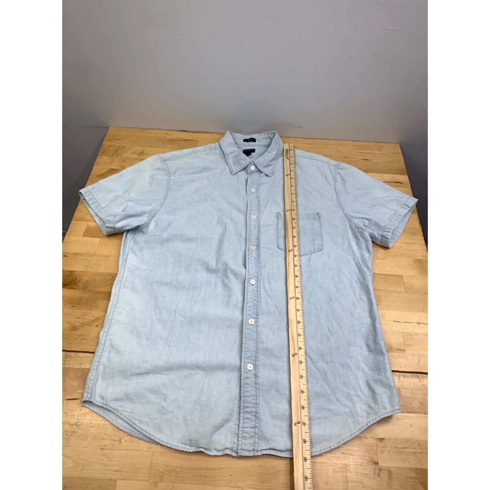 J.Crew J. Crew Linen Blend Button-Up Shirt Men L Blue Slim Short Sleeve Casual Shirt Size US L / EU 52-54 / 3 - 4 Thumbnail
