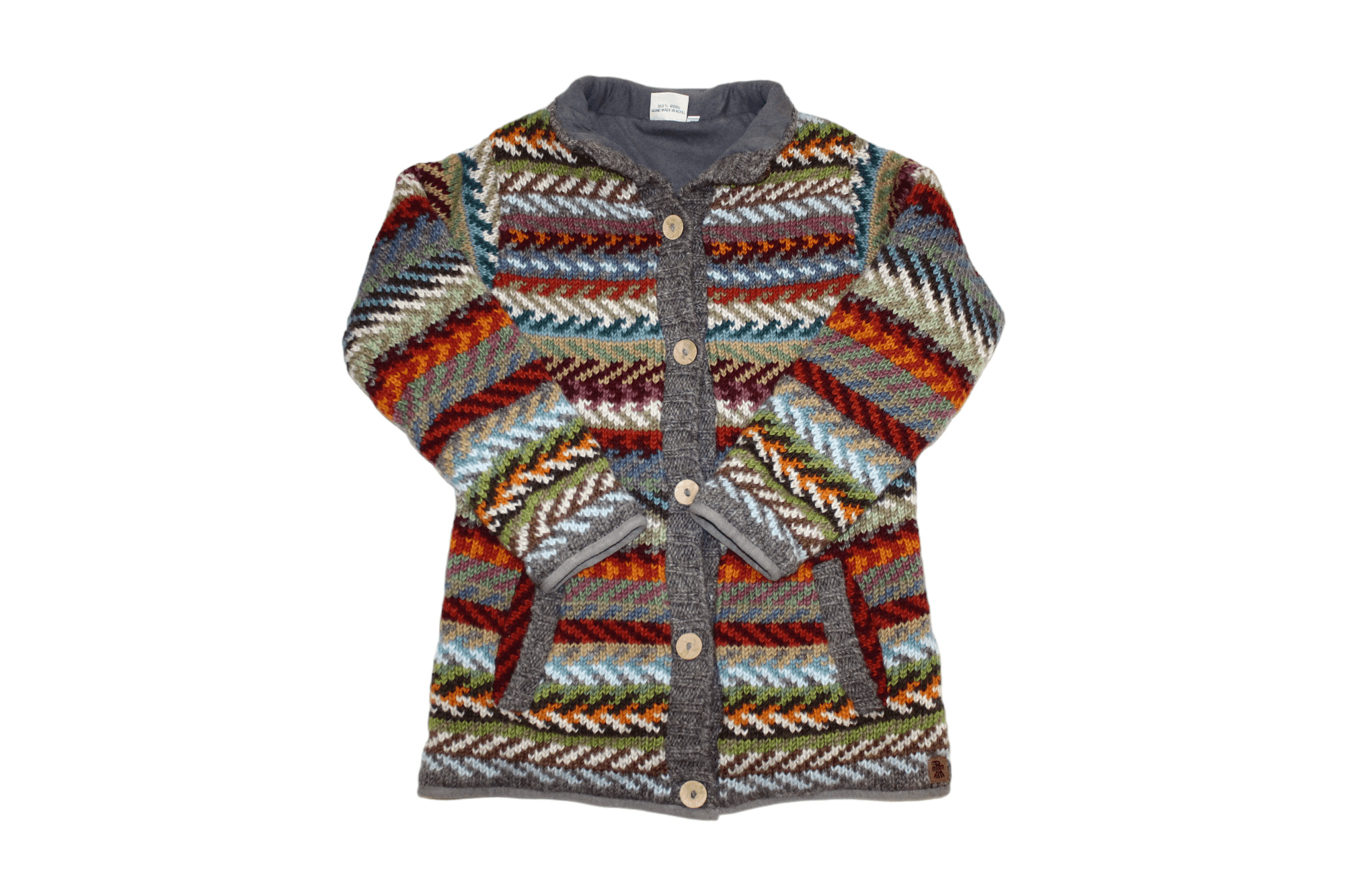 Japanese Brand PACHAMAMA Cowichan Handknit Wool Zip Front Lined Cardigan Size M / US 6-8 / IT 42-44 - 1 Thumbnail
