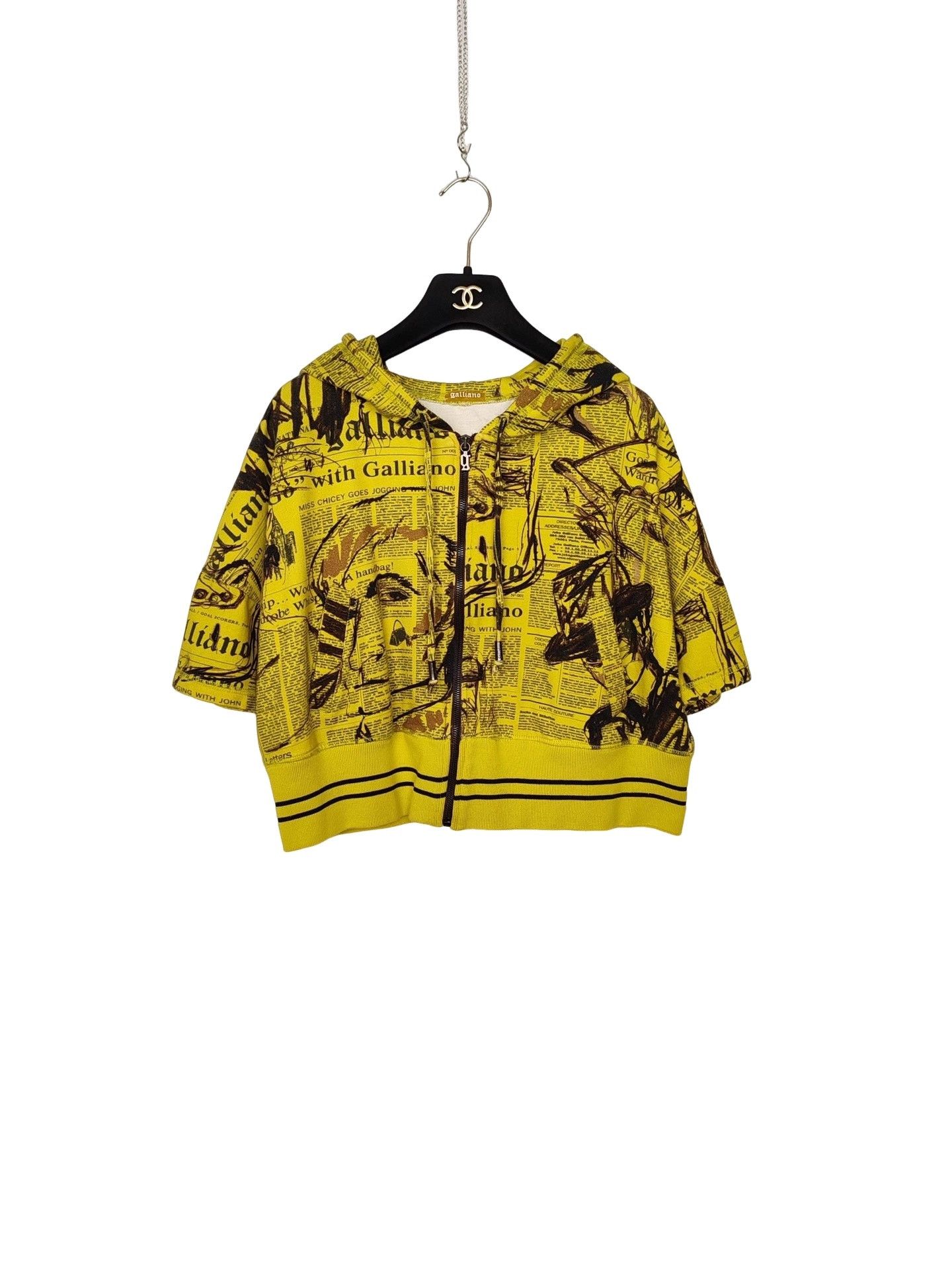 John Galliano John Galliano Newspaper Print Zip-Up Hoodie XS Size XS / US 0-2 / IT 36-38 - 1 Thumbnail