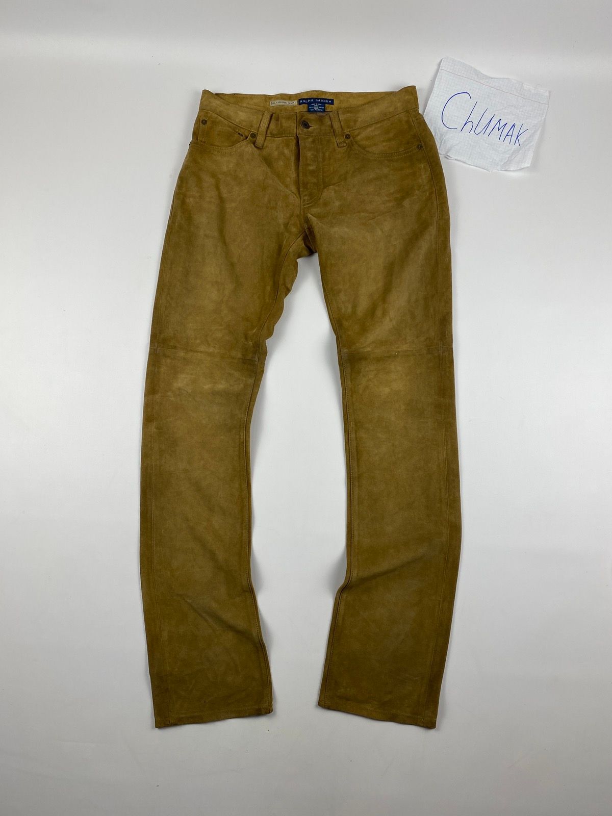 Pre-owned Polo Ralph Lauren X Ralph Lauren Vintage Ralph Laurent Leather Pants Rl Cowboy Boot In Brown