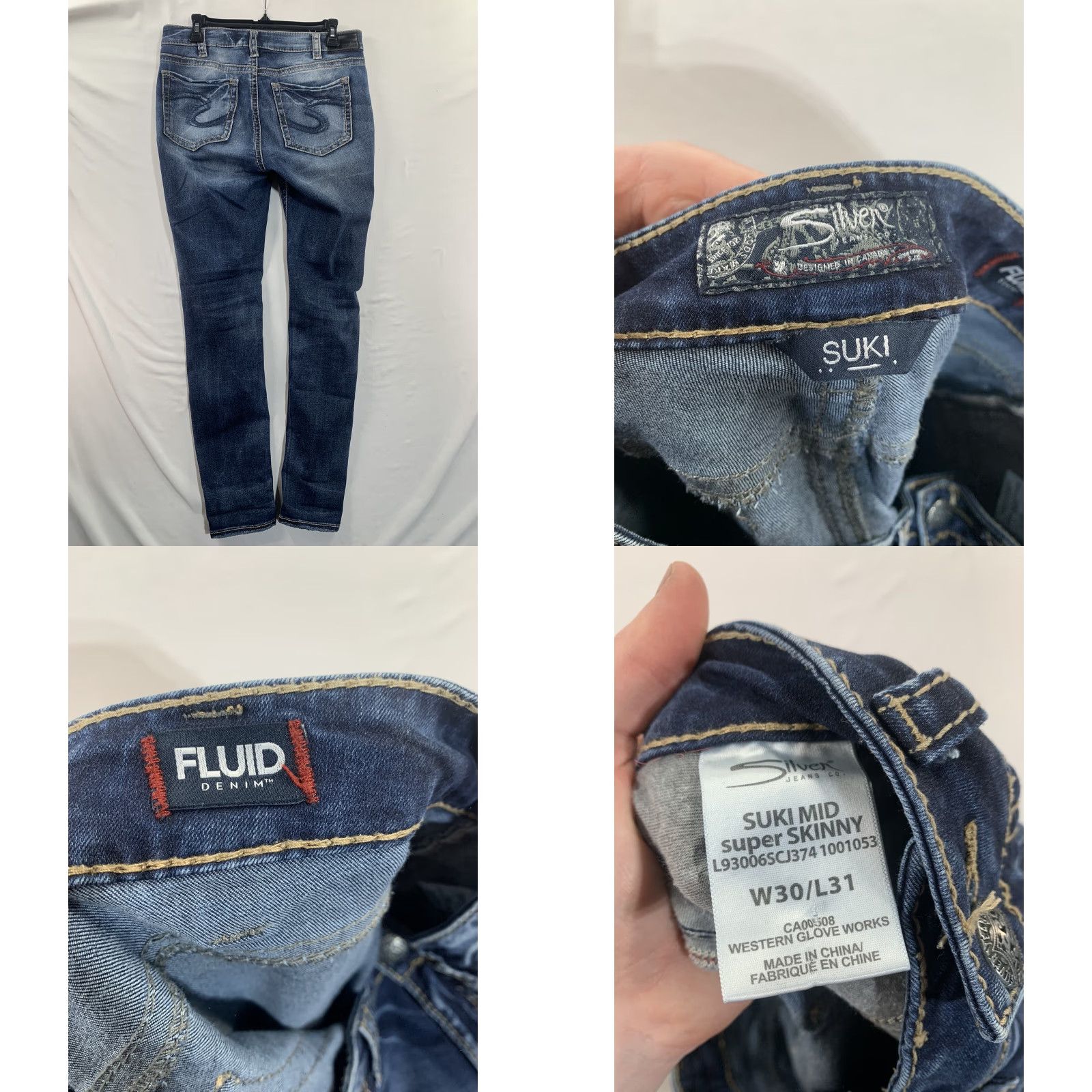Silver Jeans Co. Silver Suki Mid Straight Jeans Womens 32x30 Dark Wash Stretch Fluid Denim Size 24" / US 00 / IT 34 - 8 Thumbnail