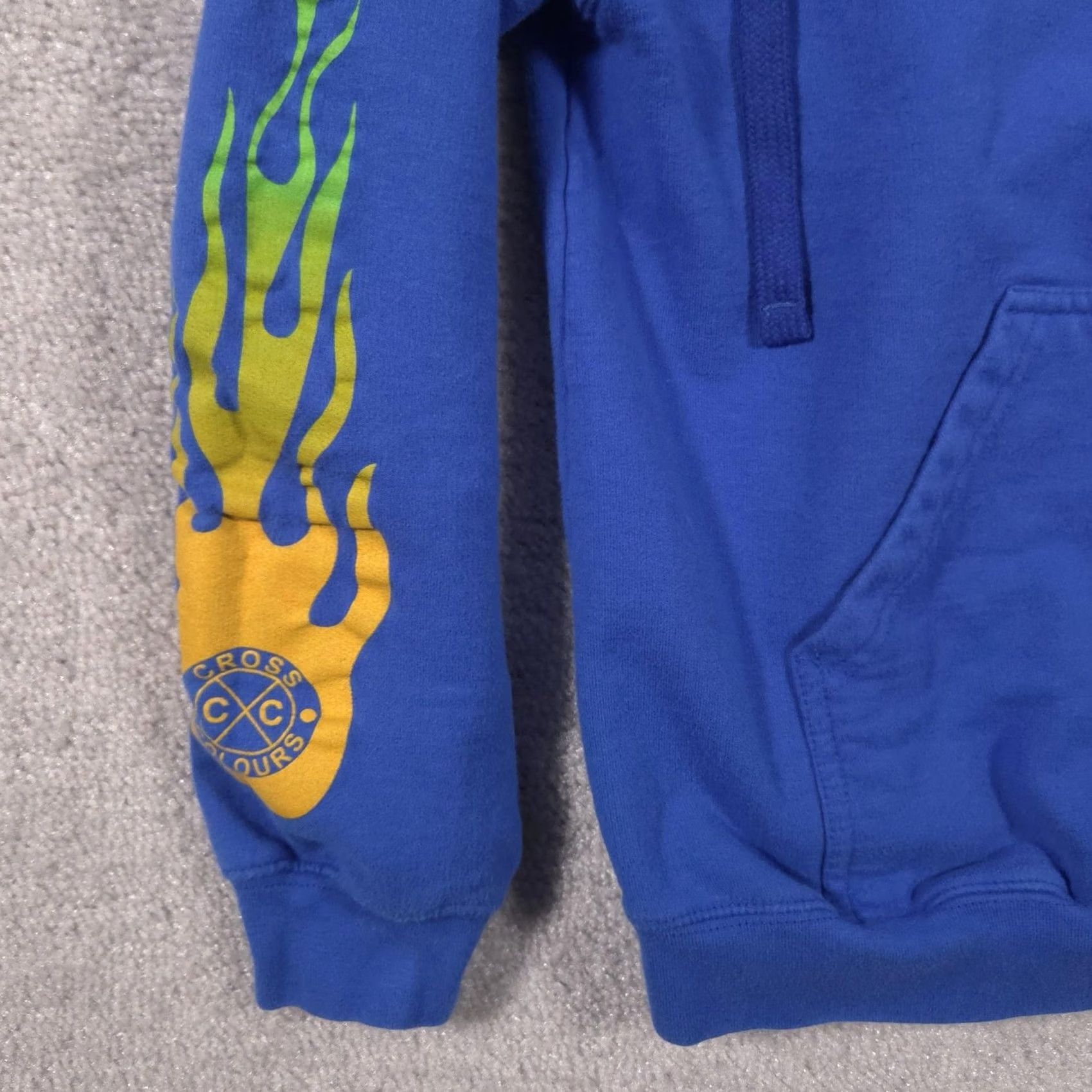 Vintage Cross Colours Hoodie Mens M Blue Pullover Billie Eilish Flames Graphic Size US M / EU 48-50 / 2 - 5 Thumbnail