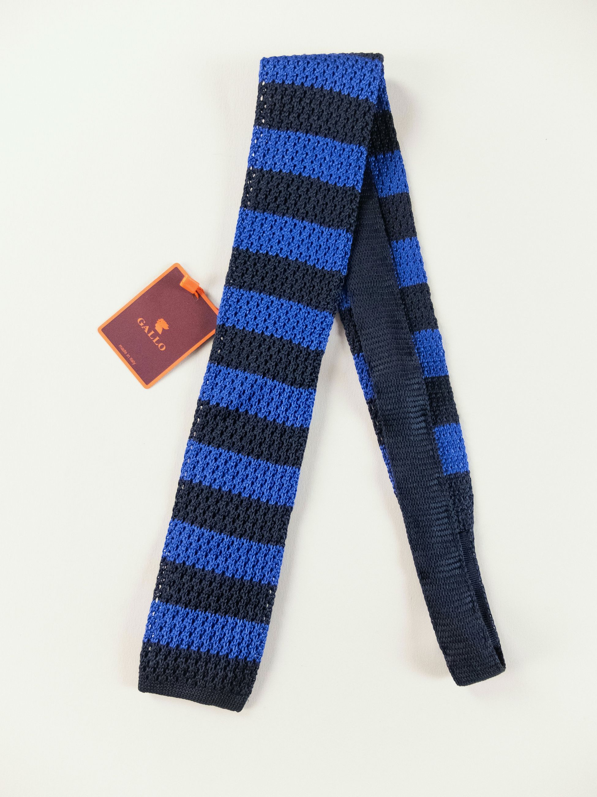 Other GALLO navy blue striped knit skinny silk tie Made in Italy Size ONE SIZE - 1 Thumbnail
