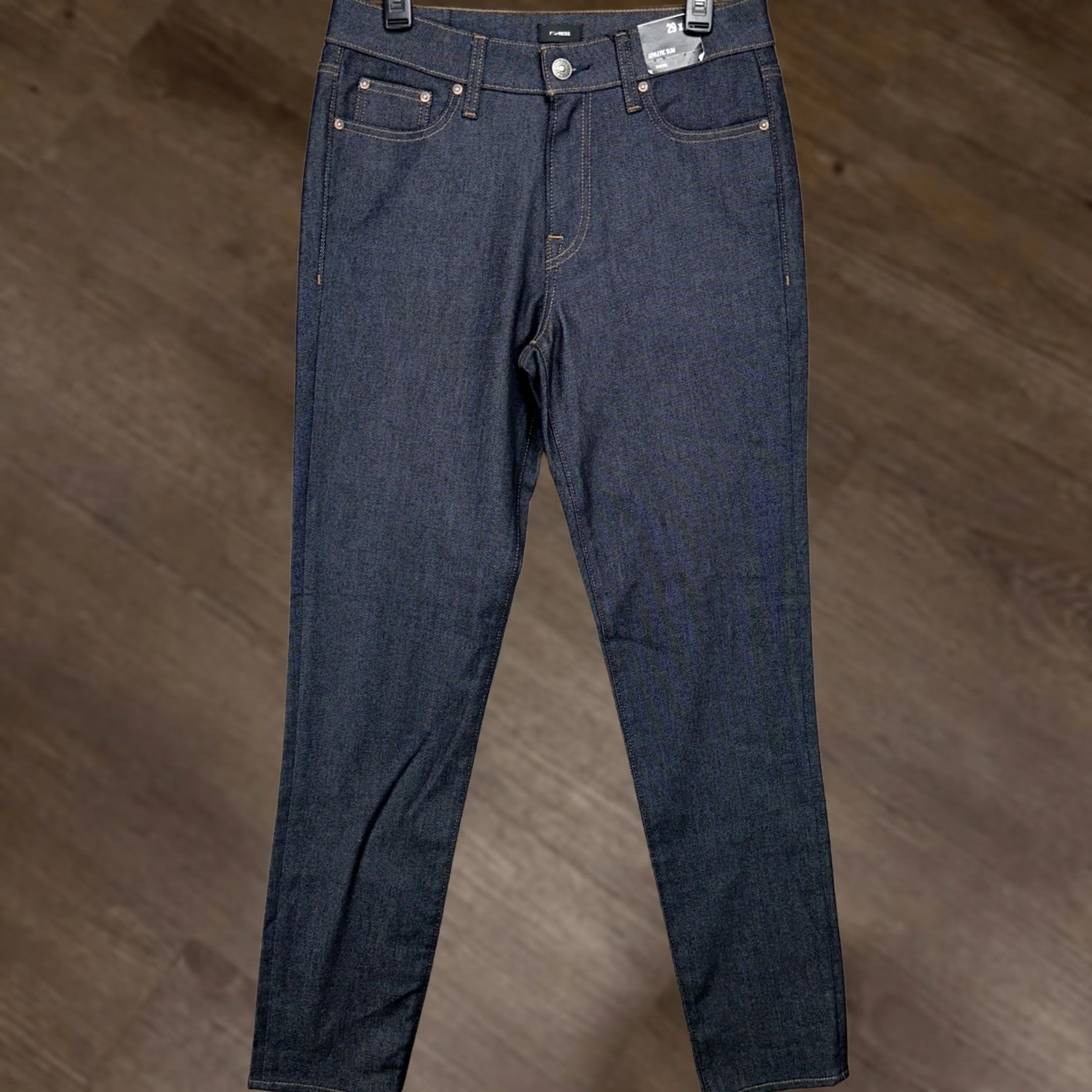 Express Express Athletic Slim Jeans 29X34 Navy Blue Denim 5 Pockets Men Size US 29 - 1 Thumbnail