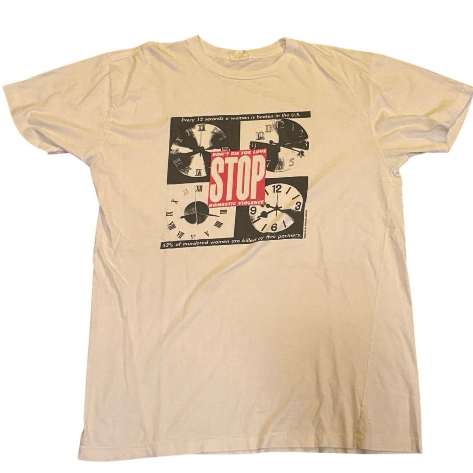 Barbara Kruger BARBARA KRUGER Stop Domestic Violence 1992 Tee, P2P 23.5” Size XL / US 12-14 / IT 48-50 - 1 Thumbnail