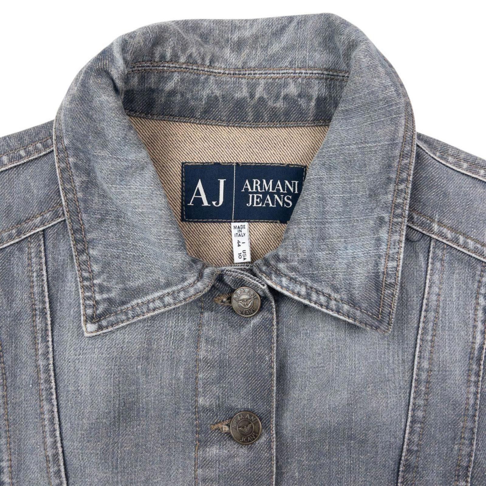 Other Vintage 2000s Armani Jeans Cropped Denim Jacket Womens M Size M / US 6-8 / IT 42-44 - 3 Thumbnail